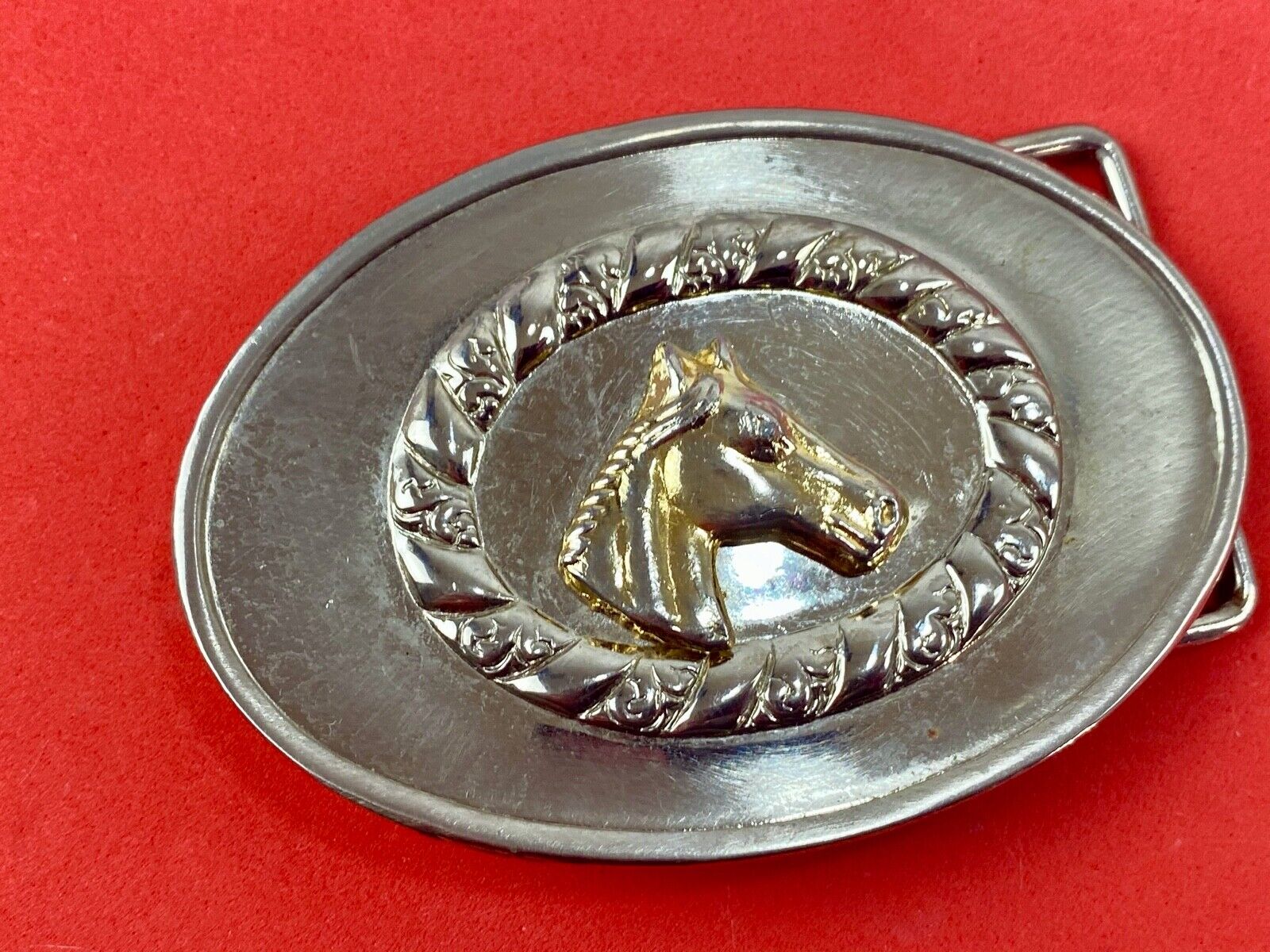 Unique and different  horse bust head western cowboy Oval Shape  belt buckle 