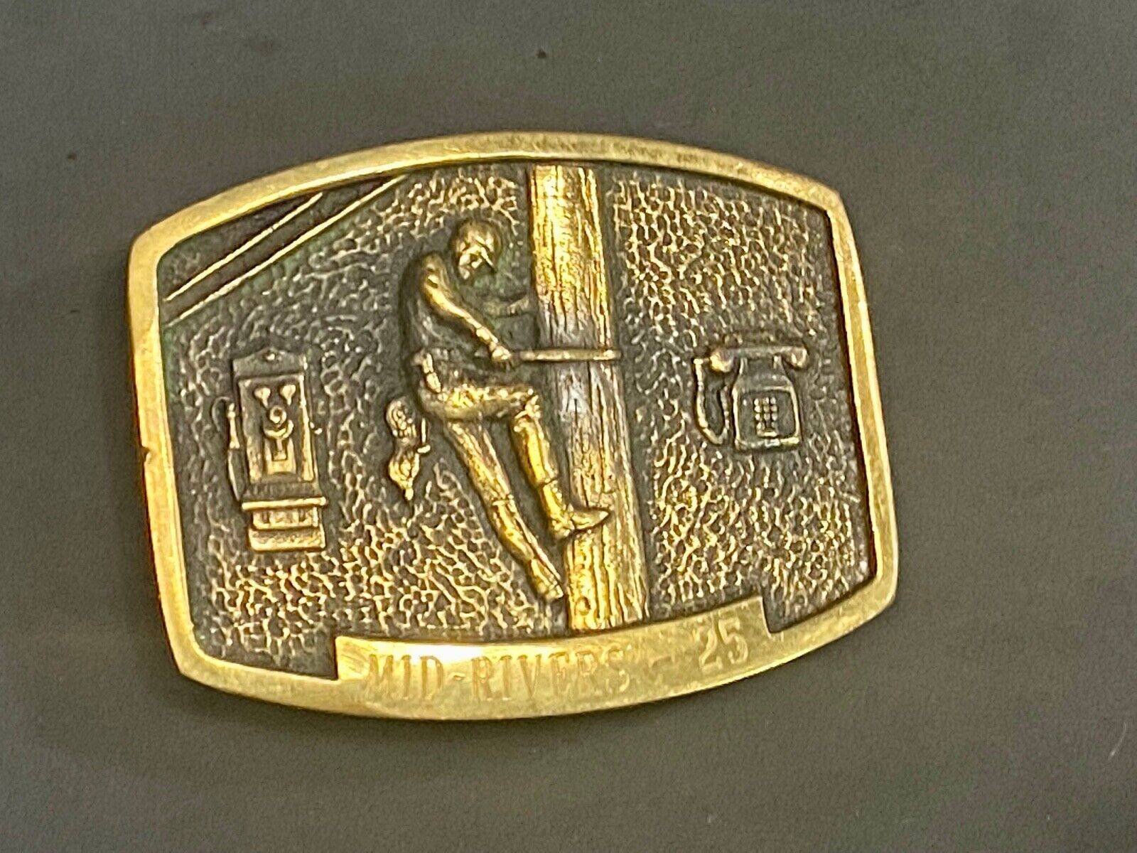 Telephone Communications Telecomunications Pole Climber Utility Belt Buckle
