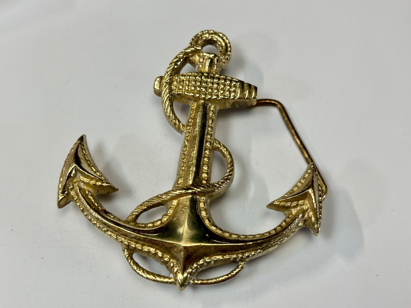 Anchor and Rope Maritime nautical large 4" wide figural Belt Buckle stamped 189