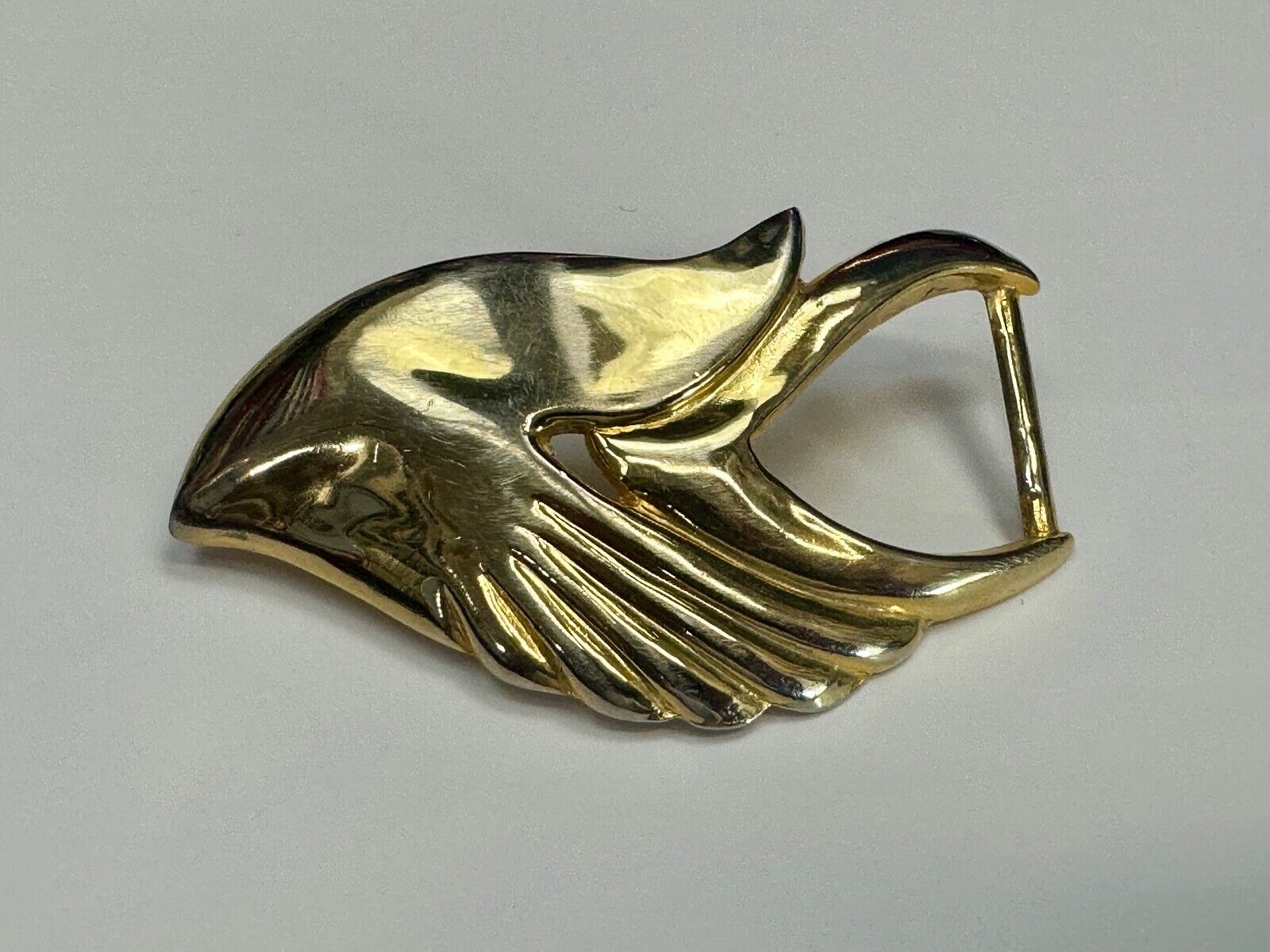 Abstract Art - Wings  gold tone belt buckle signed Leather shop