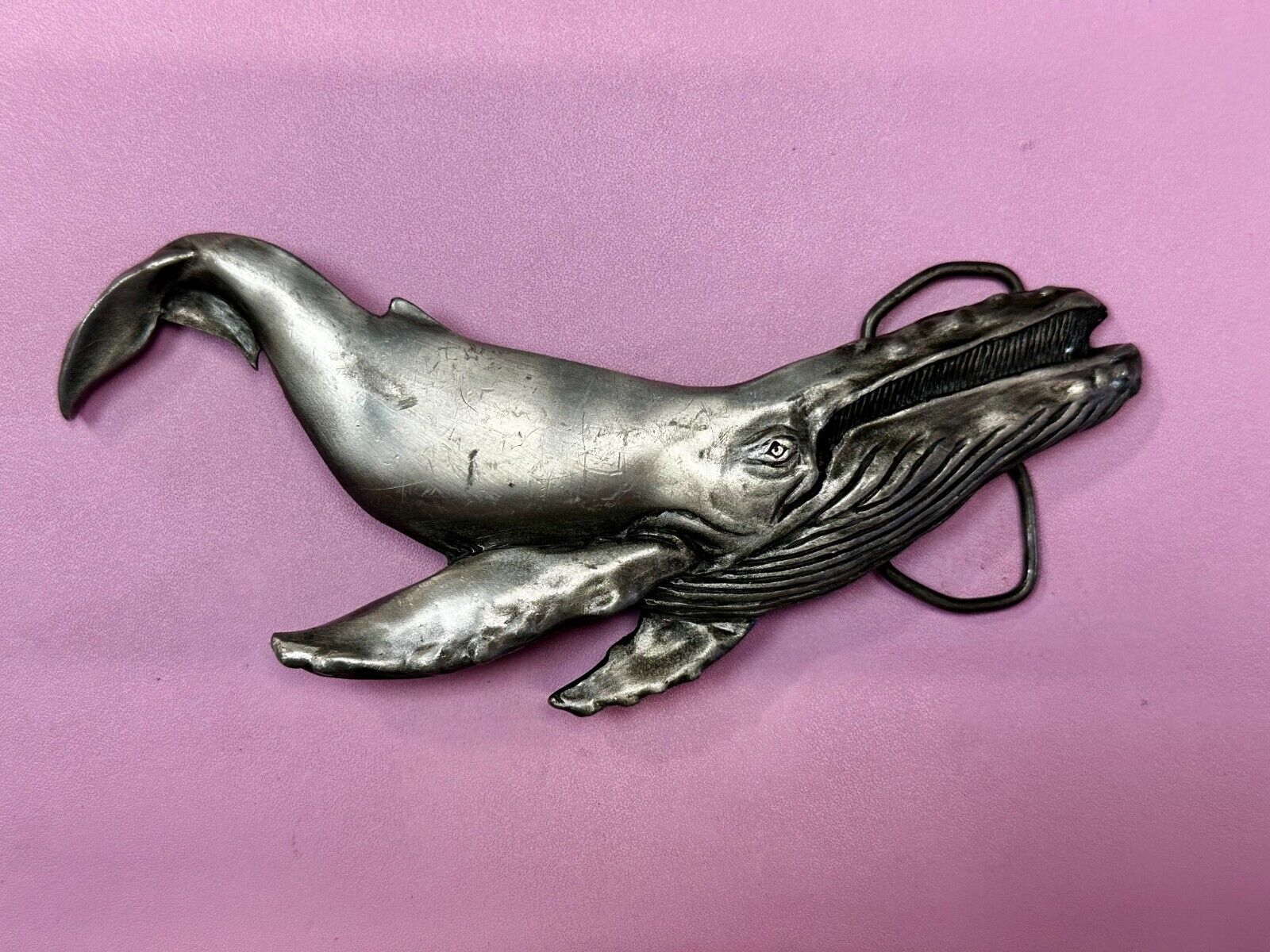 Vinegaroon Foundries Blue Whale Large Figural Pewter Late 70'S Belt Buckle