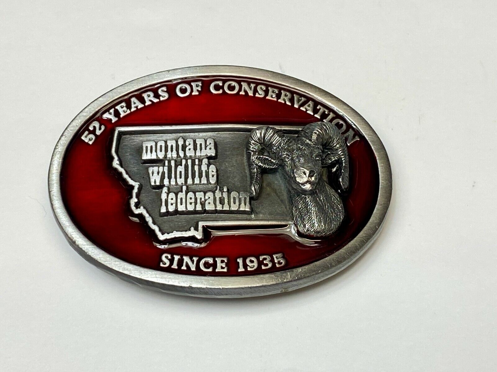 52 Years Of Conservation - State Of Montana Wildlife Federation Belt Buckle