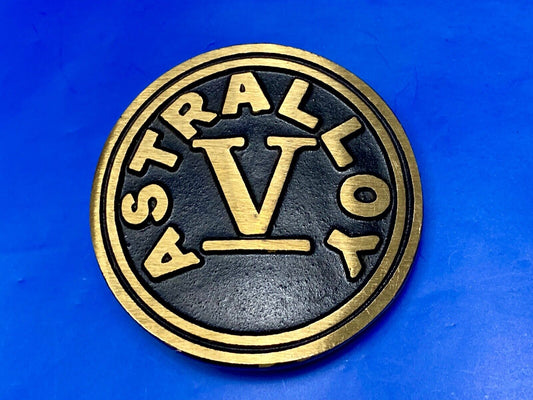 Astralloy Vis a unique, deep-air hardened steel promotional brass belt buckle 