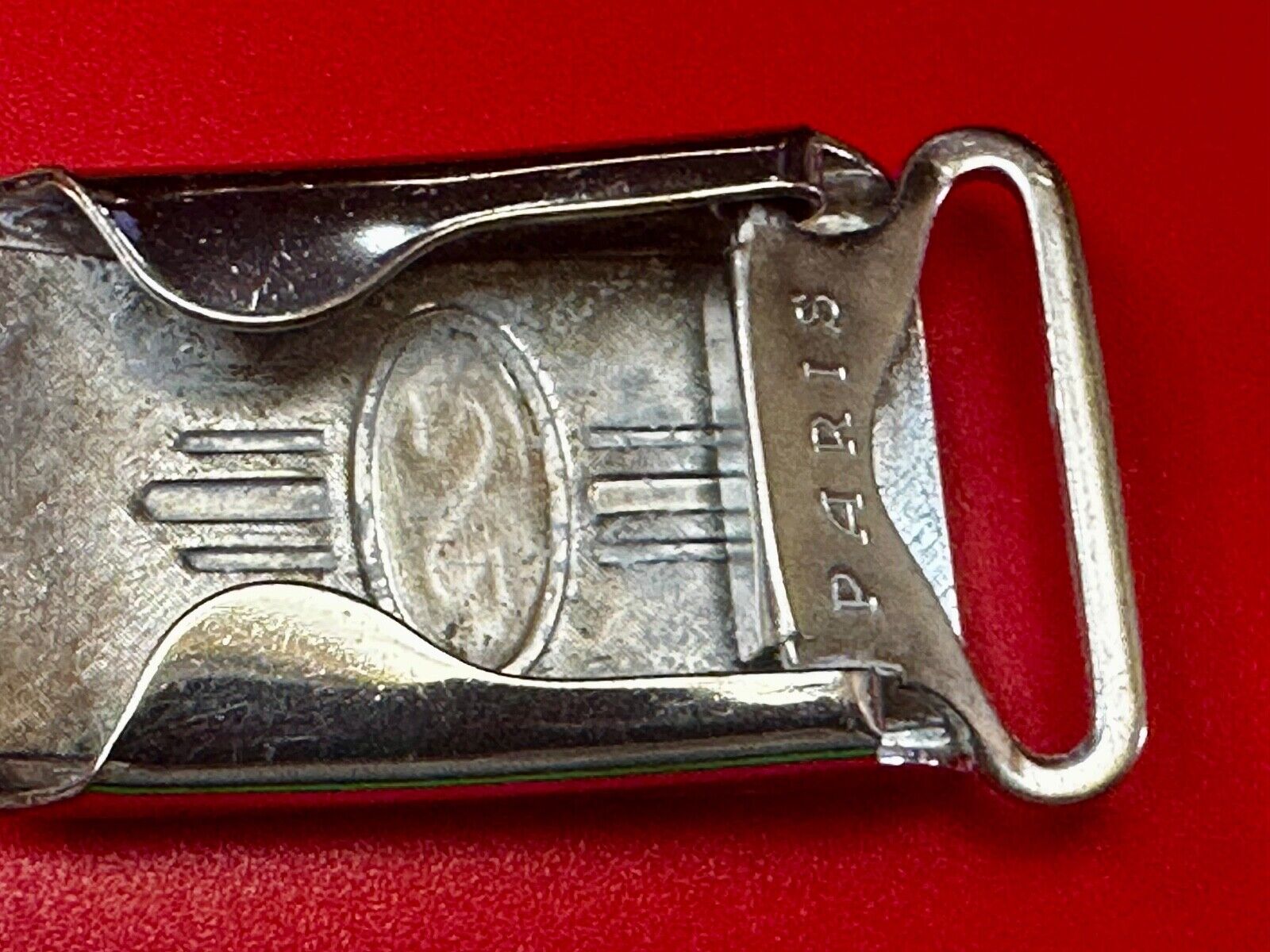 Art Deco Nuevo Letter S Initial Monogram Belt Buckle signed Paris