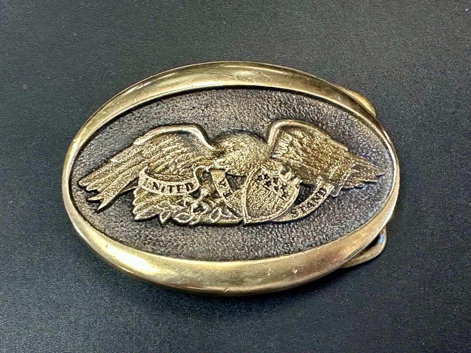 United We Stand Patriotic America USA pride - vintage Heritage Mint belt buckle