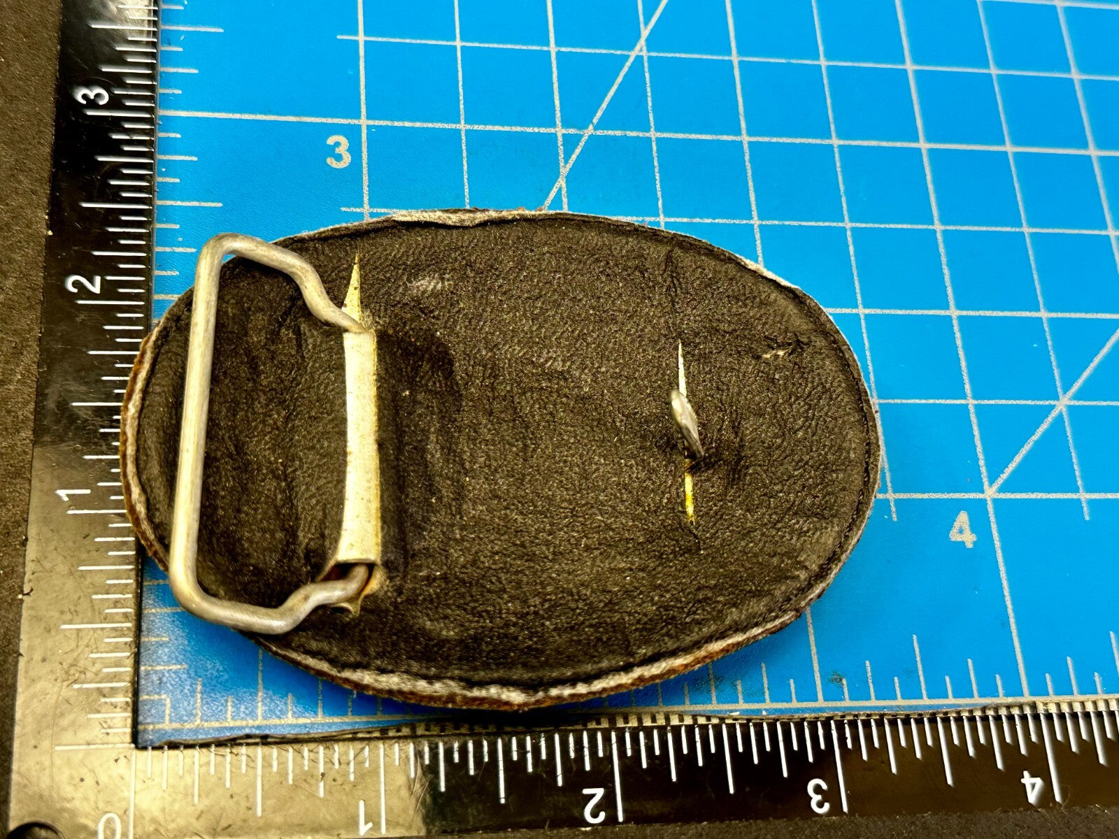 Abstract Horse Head - Brown Leather Stitched Vintage Belt Buckle
