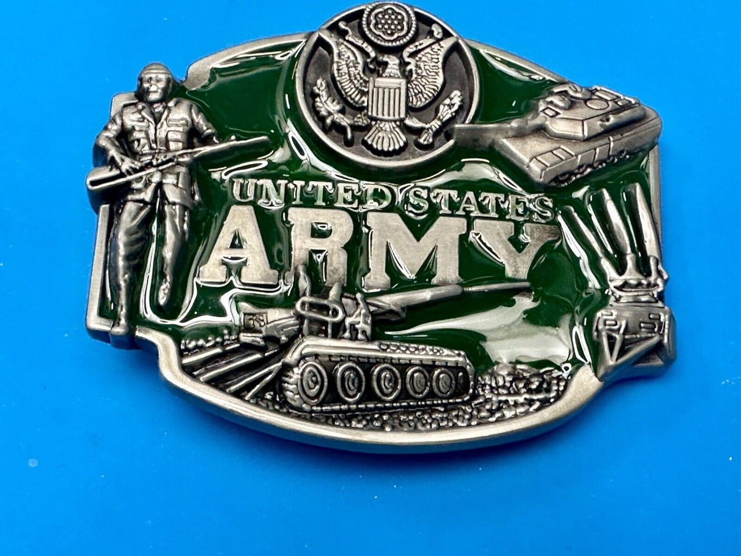 United States Army Military Patriotic Soldier Tank Belt Buckle