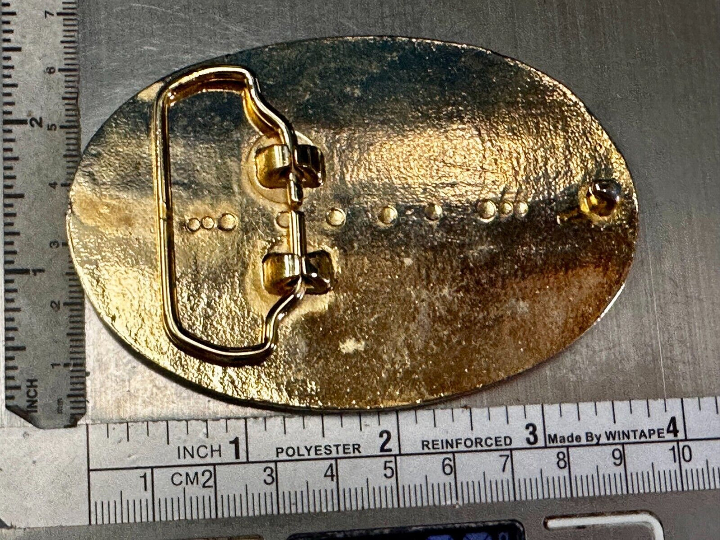 Vintage Flower Swirl Reflective Gold Tone Oval Replacement Belt Buckle