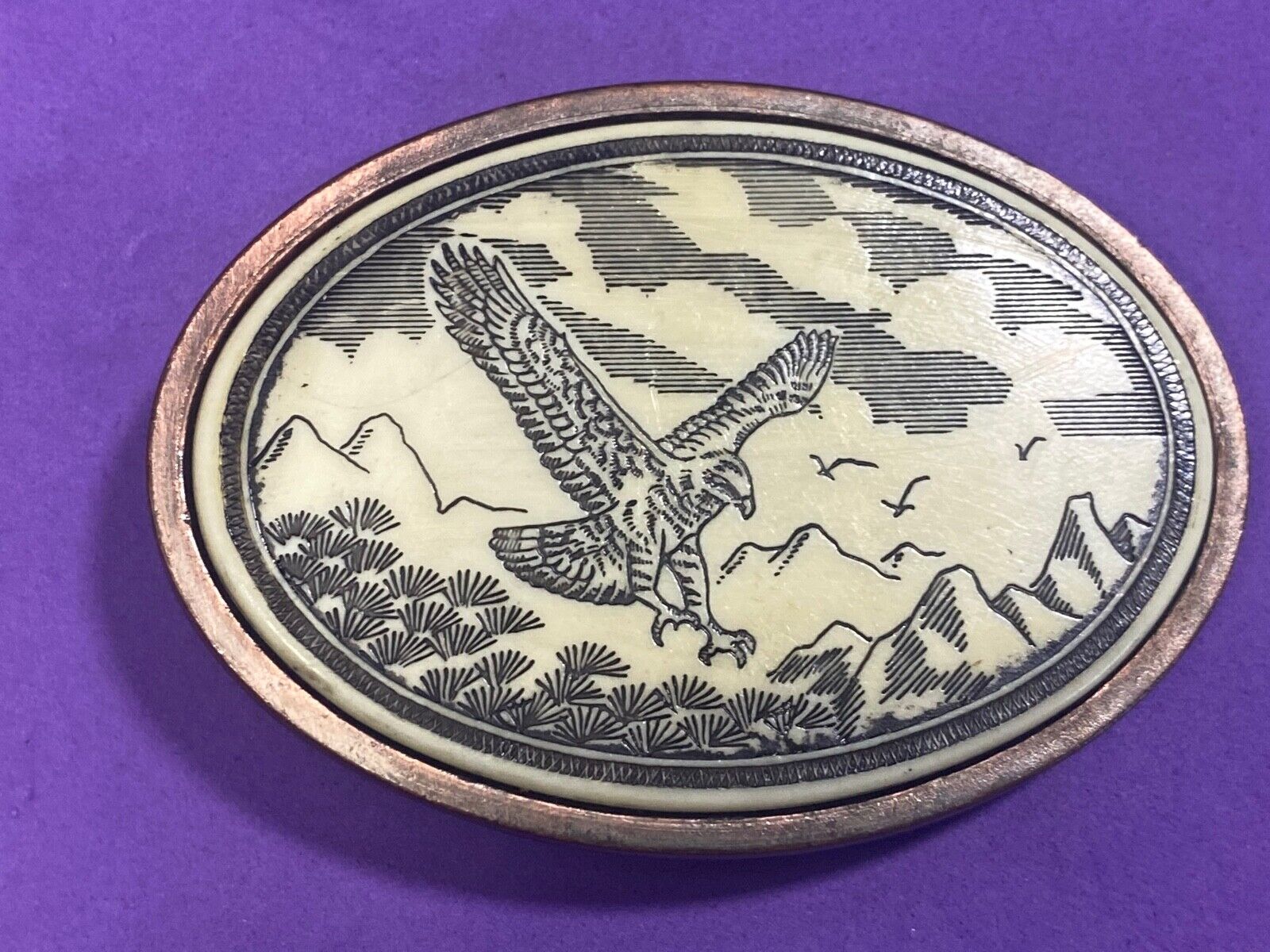 Vintage Hunting Eagle - Claws Out, Diving For Food Belt Buckle 