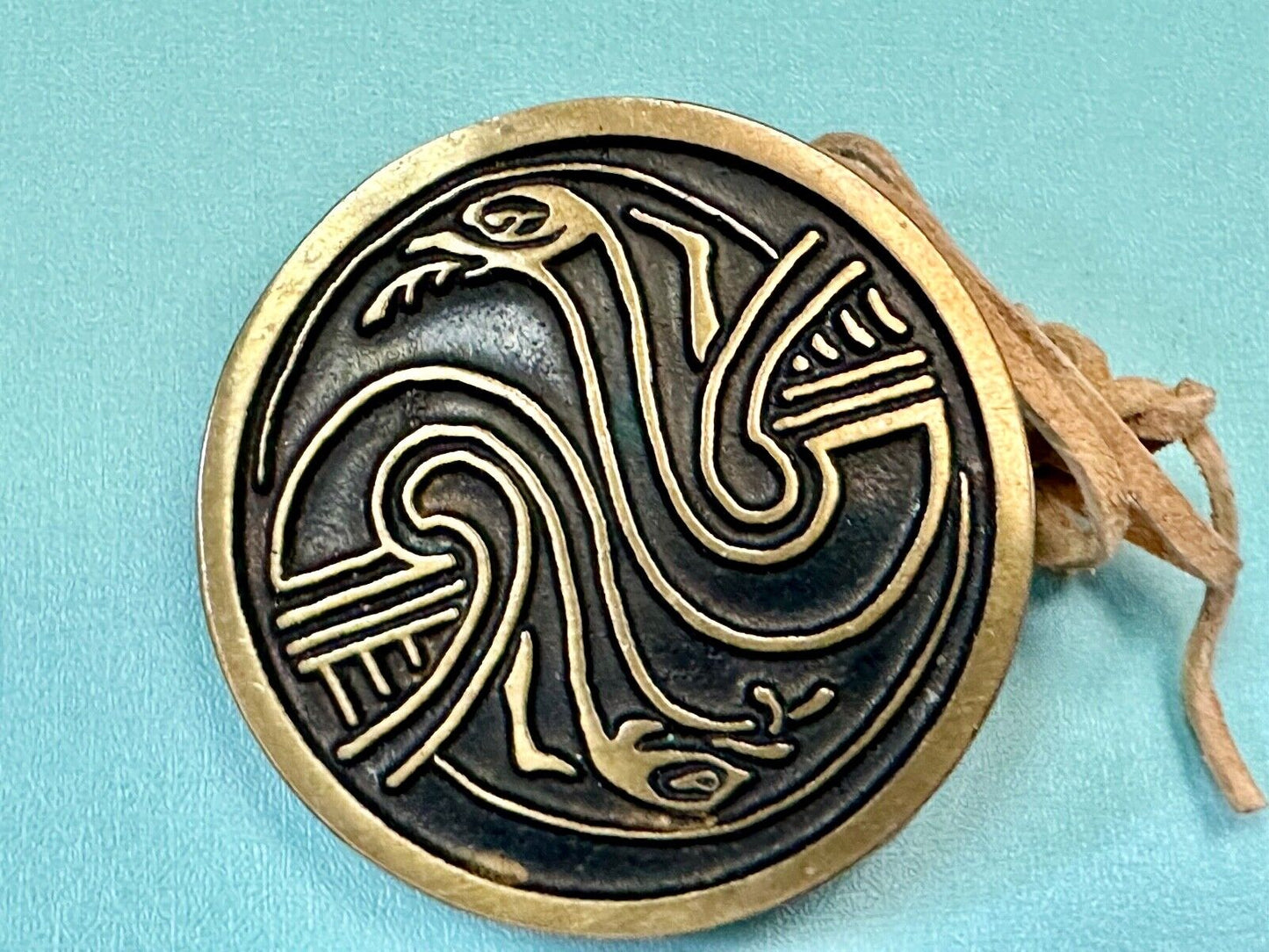 Two Snakes.,   Round Hippy Vibe Vintage Sandcast Rainbow Medals Belt Buckle