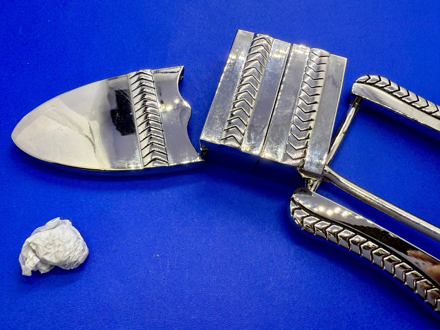 4 pc Ranger Set - Two Loops and Tip W/ Screws Large Reflective New Belt Buckle