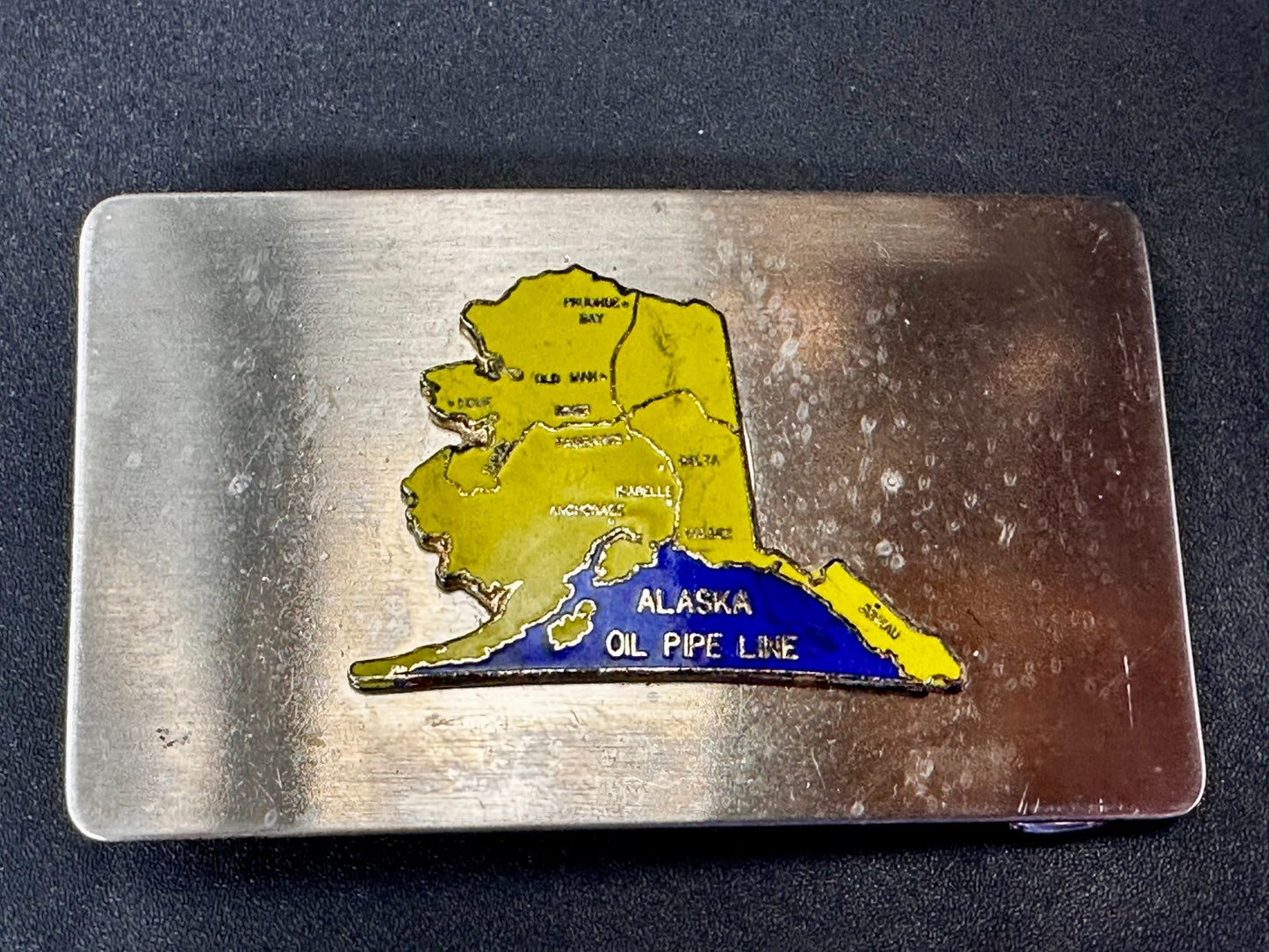 Alaska State Map Oil Pipe Line Vintage Commemorative Belt Buckle