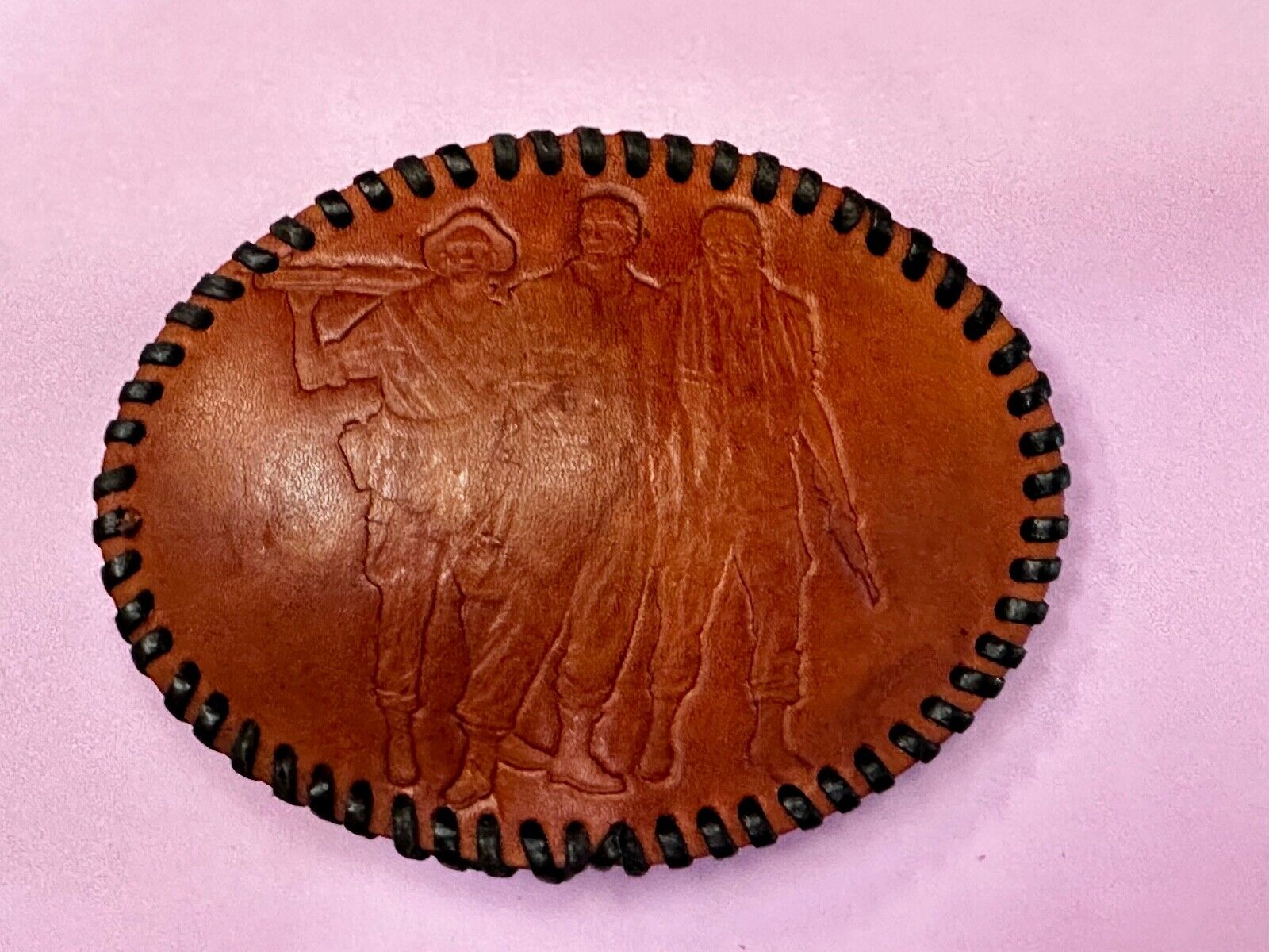 Vietnam War Memorial The Three Soldiers Statue Leather Vintage Belt Buckle