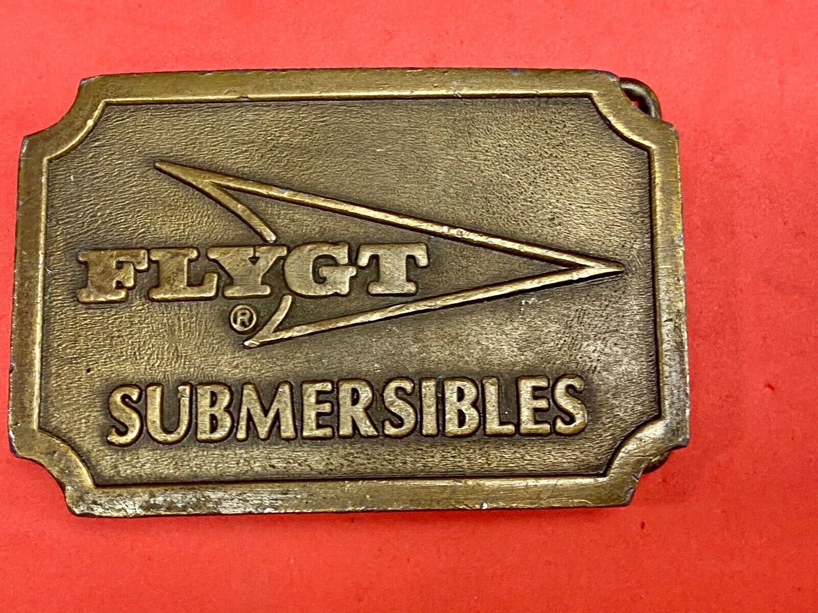 Vintage FLYGT Submersibles belt buckle by Hitline Swedish company advertising 