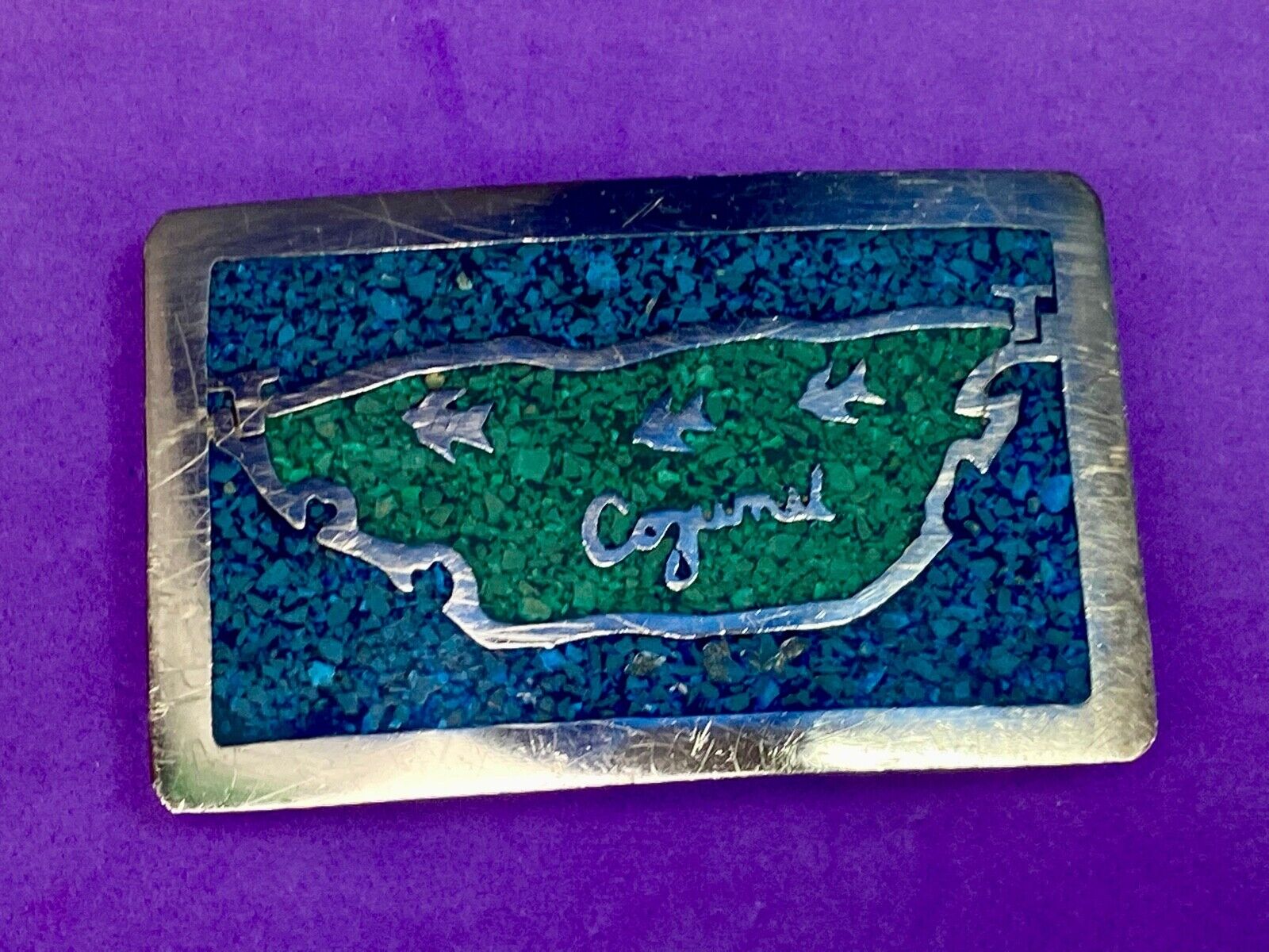 Unknown To Me!   Inlaid Quality Belt Buckle - Made In Mexico 