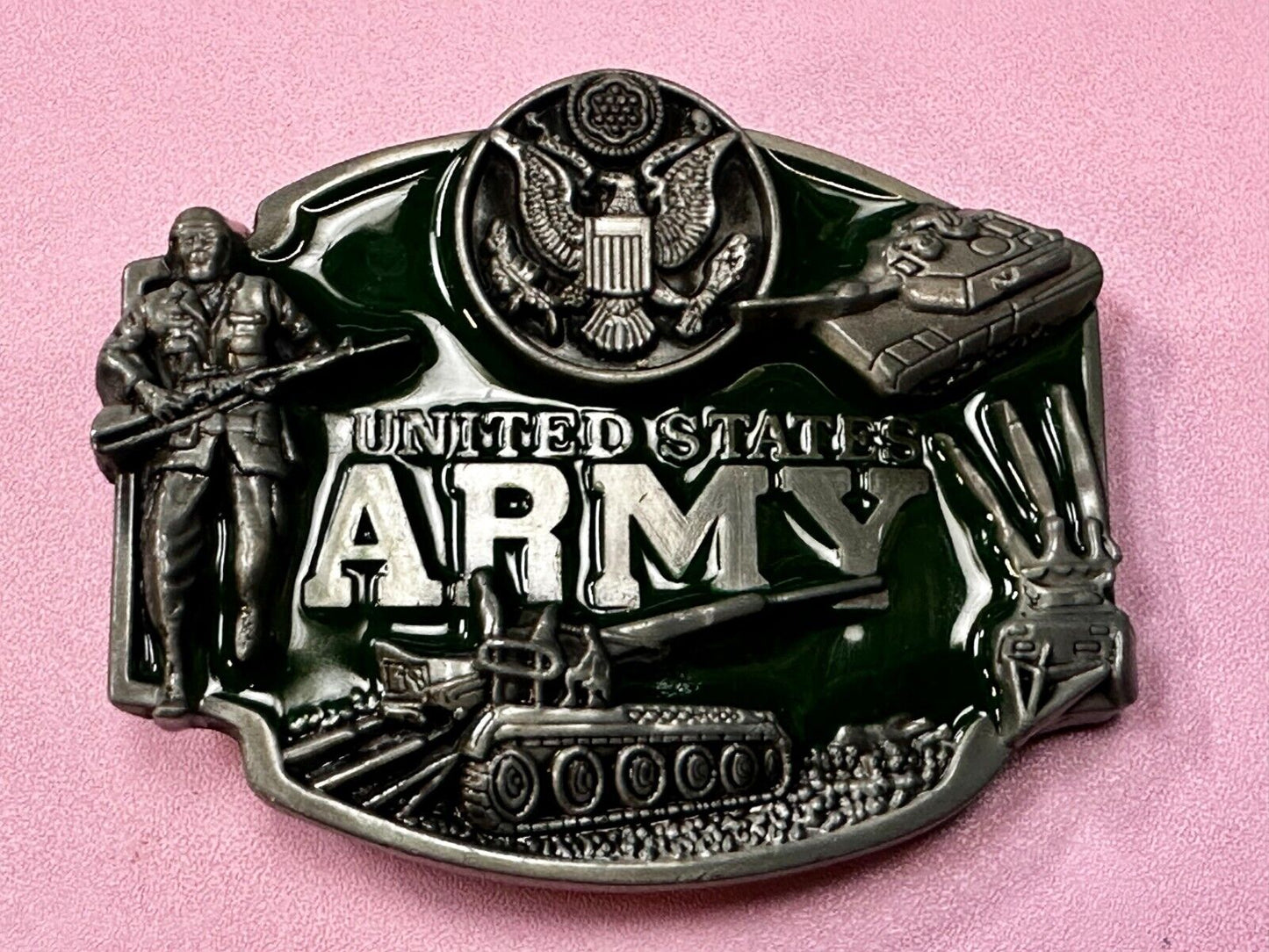 US Army United States Patriotic Soldiers Tanks Raised USA Eagle Belt Buckle