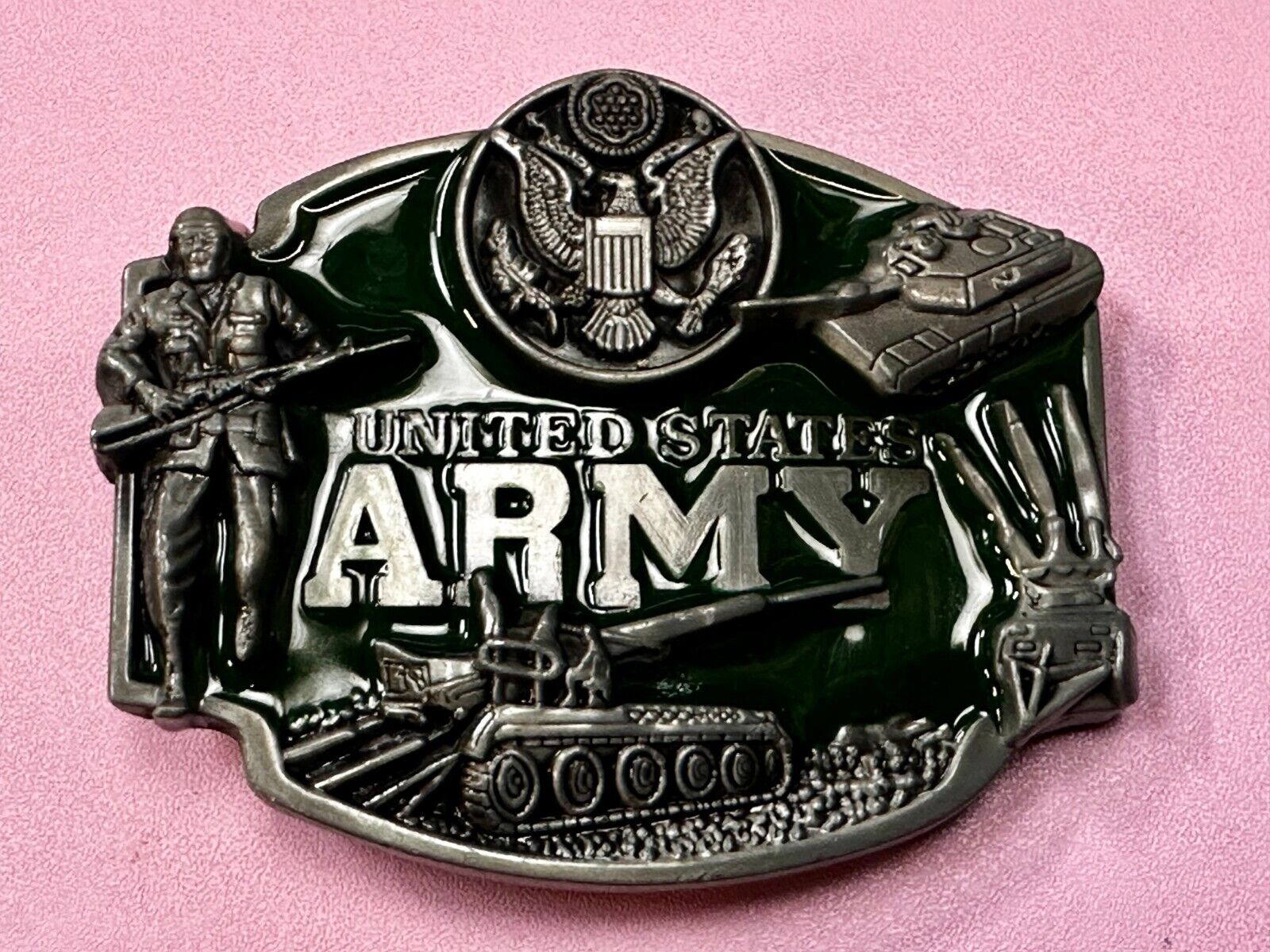 US Army United States Patriotic Soldiers Tanks Raised USA Eagle Belt Buckle