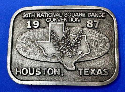 36th National Square Dance Convention 1987 Houston Texas Metal Belt Buckle