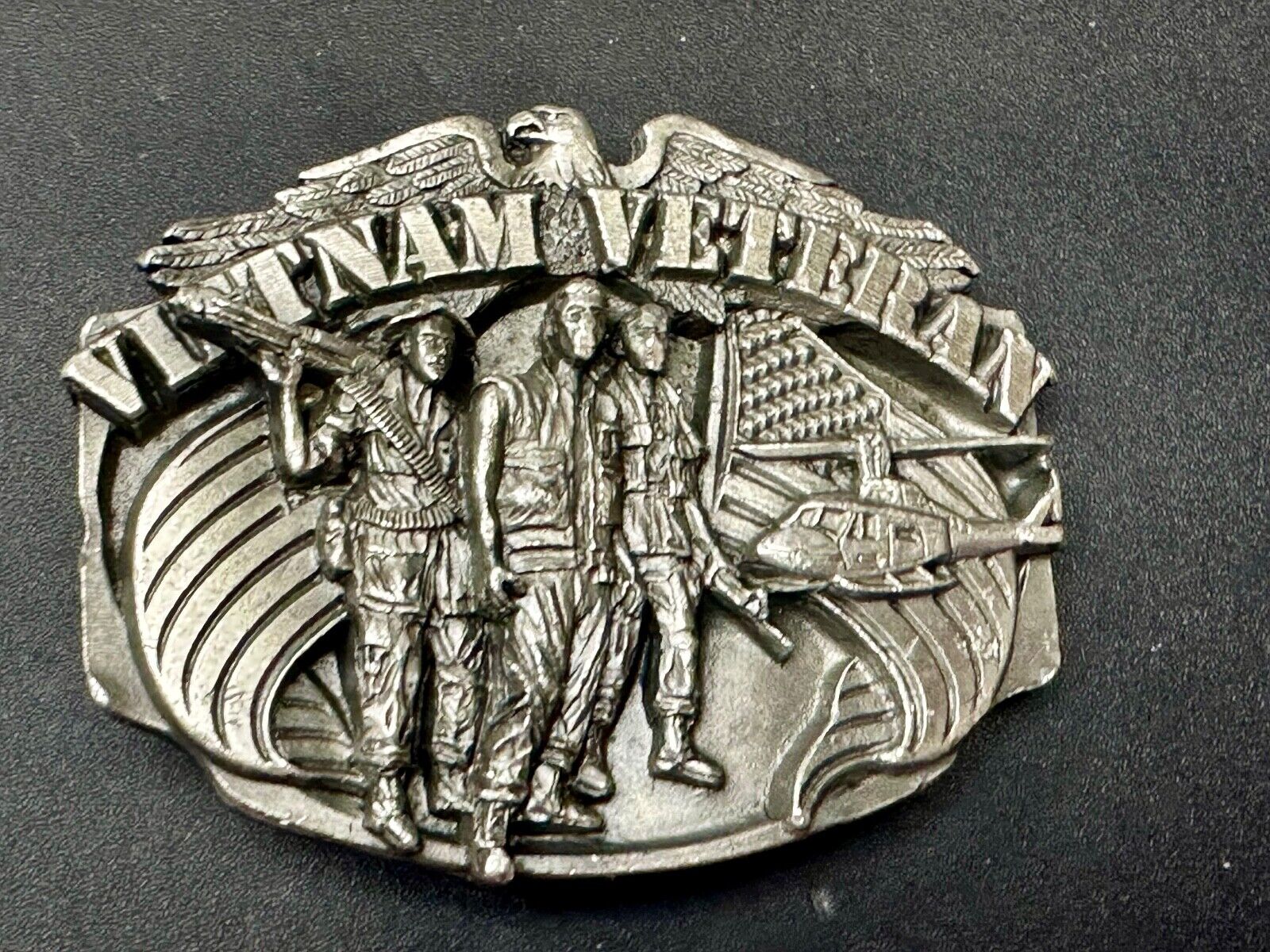 Vietnam Veterans Military Army Hero Vintage 1980's Pewter Siskiyou Belt Buckle