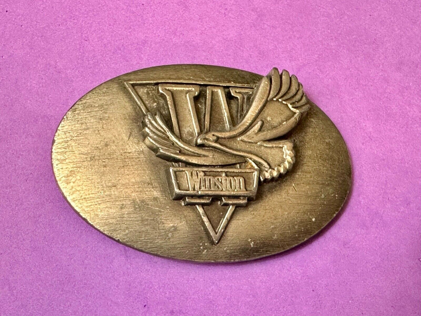 **WINSTON** CIGARETTES TOBACCO ADVERTISING VINTAGE 1970s PEWTER BELT BUCKLE