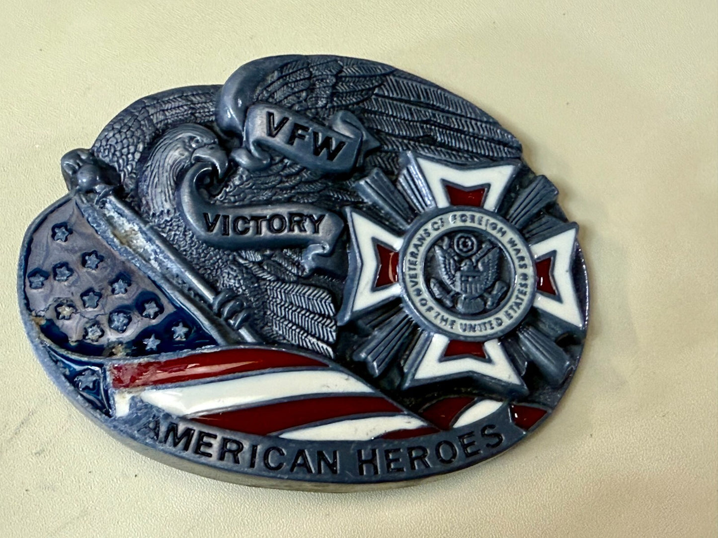 VFW American Heroes Veteran of Foreign War Victory US Flag  Belt Buckle