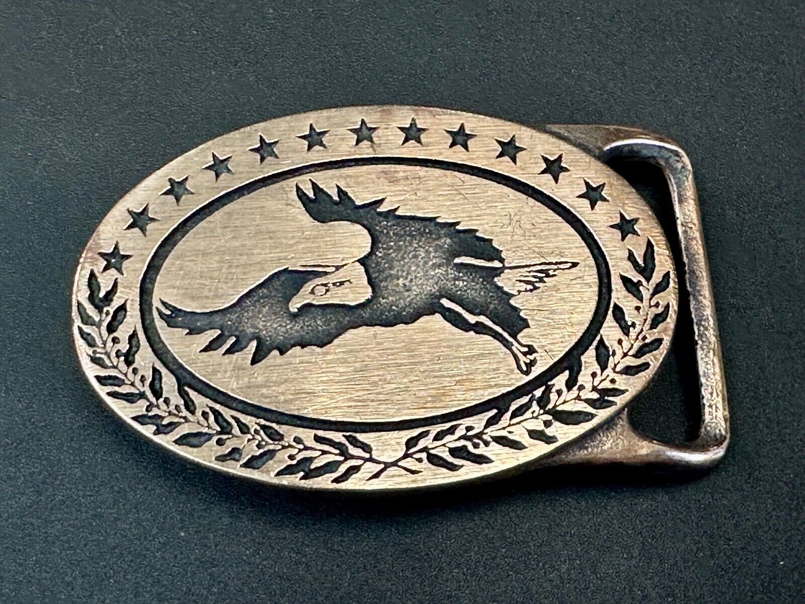 BALD EAGLE - vintage Tech Ether Guild Hippy style solid brass belt buckle