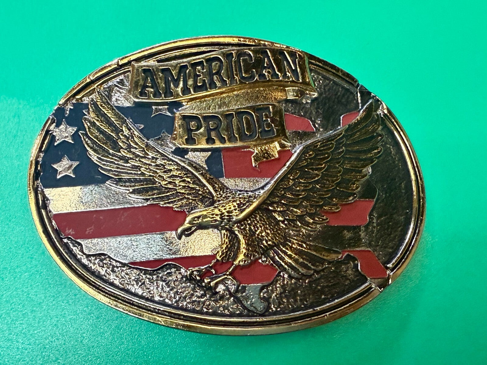 American Pride - Patriotic USA United States Flag and Eagle Western Belt Buckle