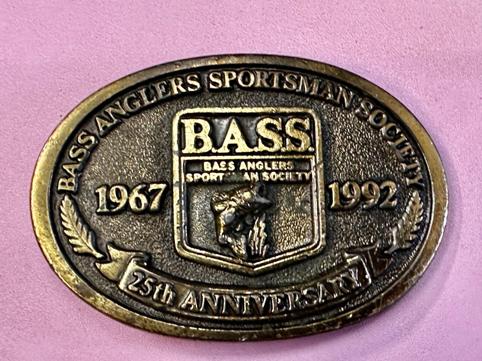 1992 Bass Anglers Sportsman Society Club 25th Anniversary Fishing Belt Buckle