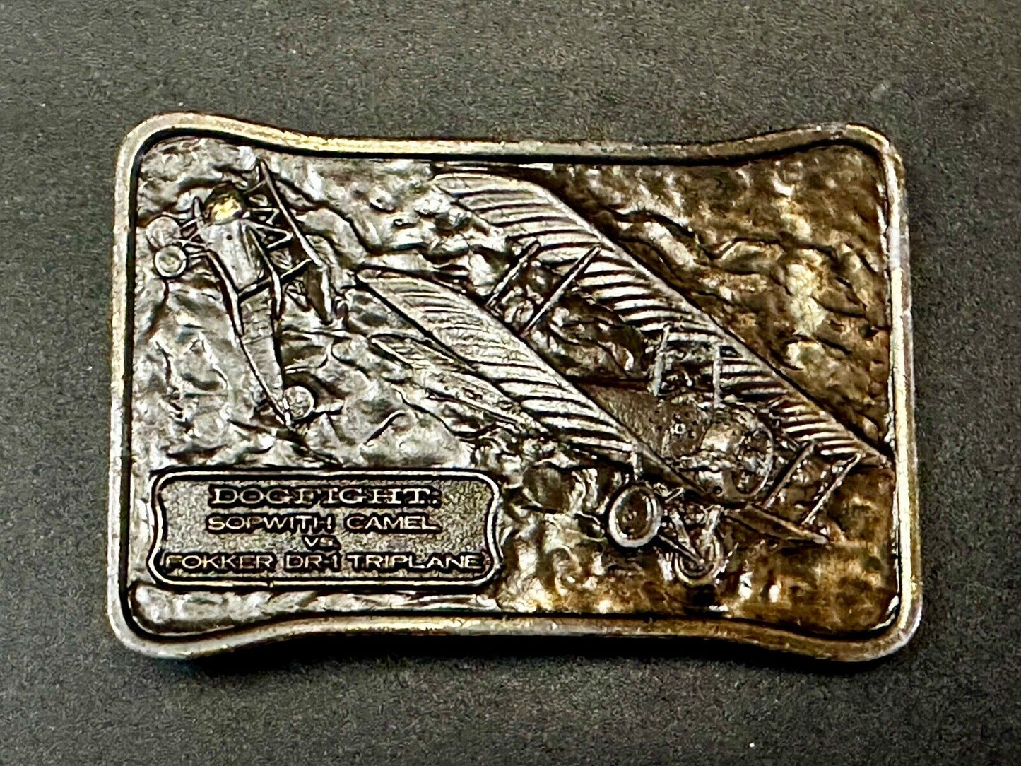 Airplane Dogfight - Sopwith Camel vs. Fokker DR-1 Triplane Vintage Belt Buckle