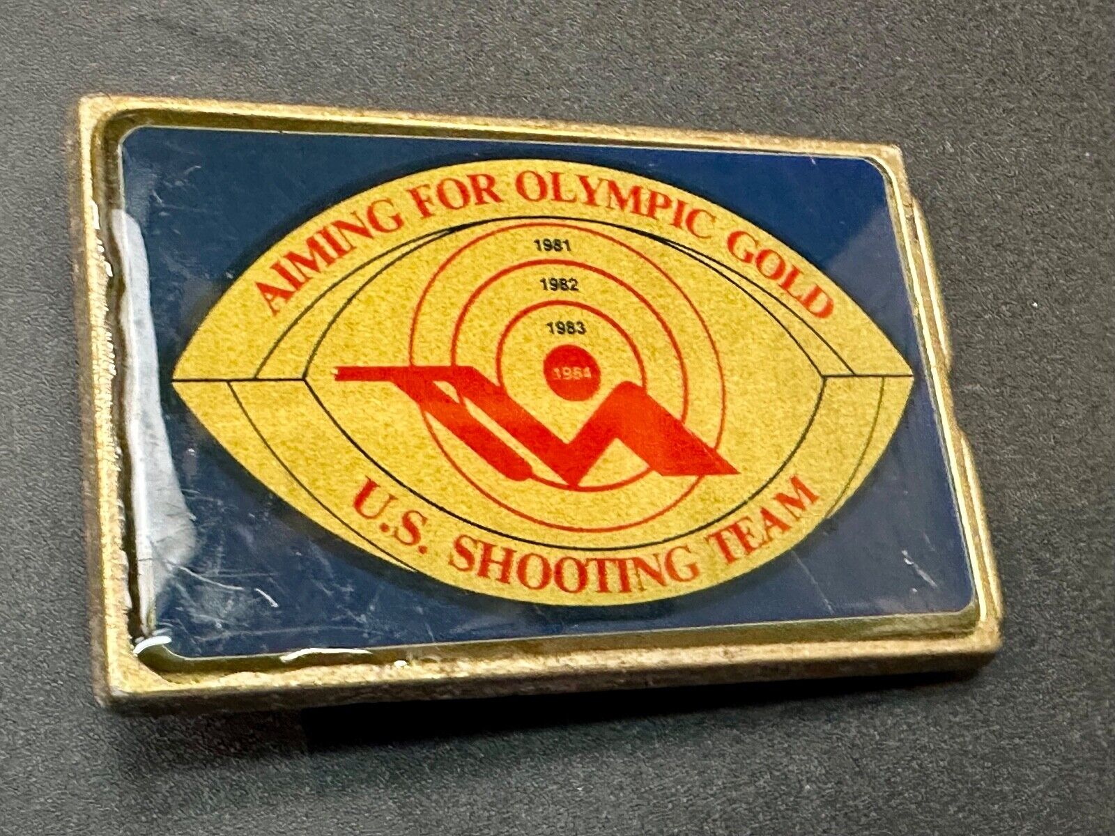 Aiming for Olympic gold - Los Angeles 1984 US shooting Team belt buckle