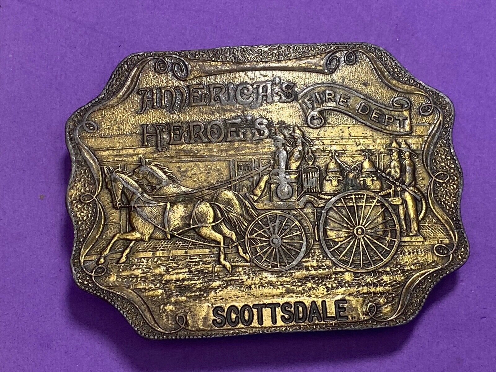 Americas' Heroe's  Fire Department Scottsdale Belt Buckle The Buckle Company Nj 