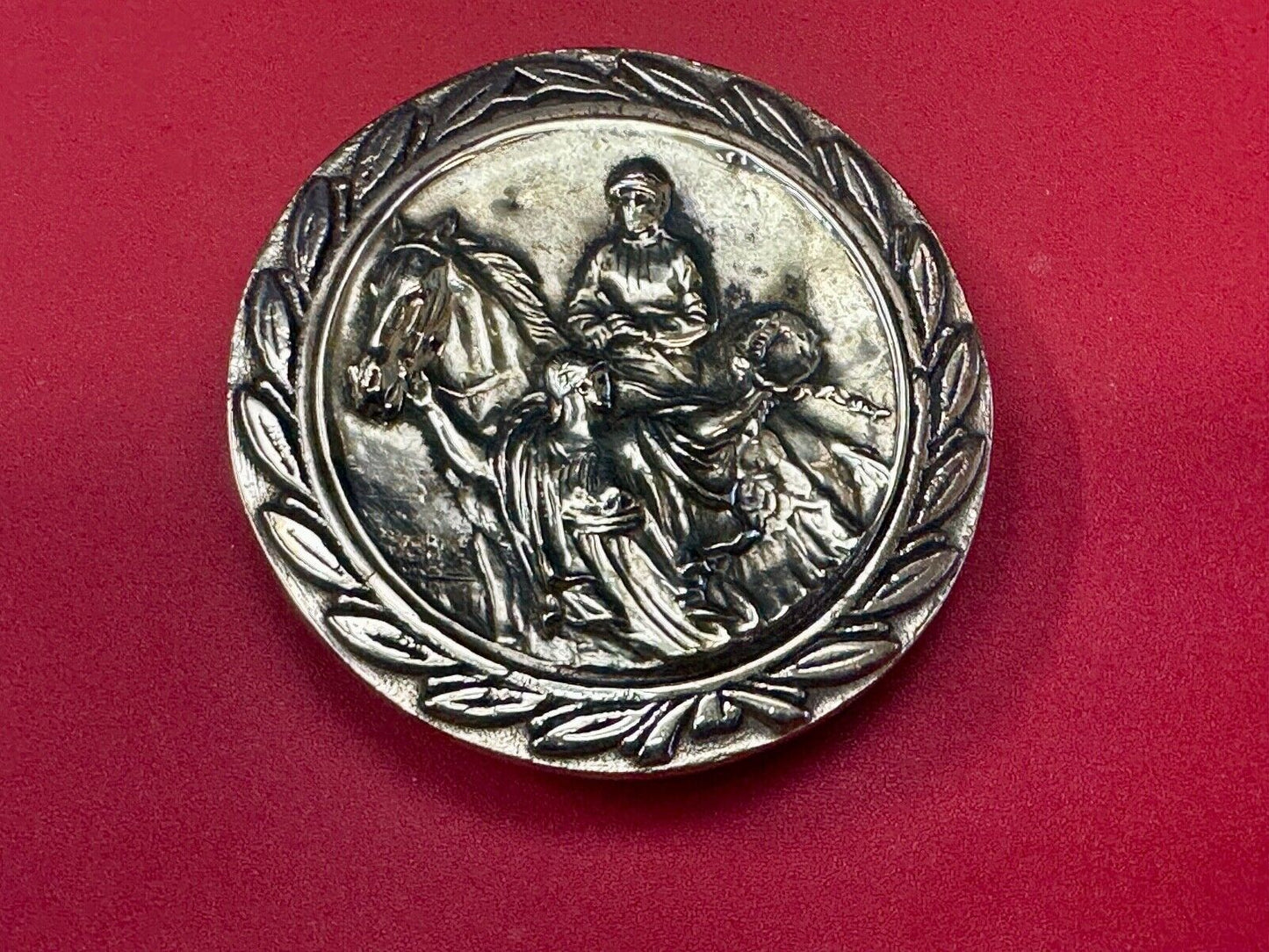 Unique Horse & polo Rider Dress Belt Buckle - Vintage 70s Baron Brass Taiwan