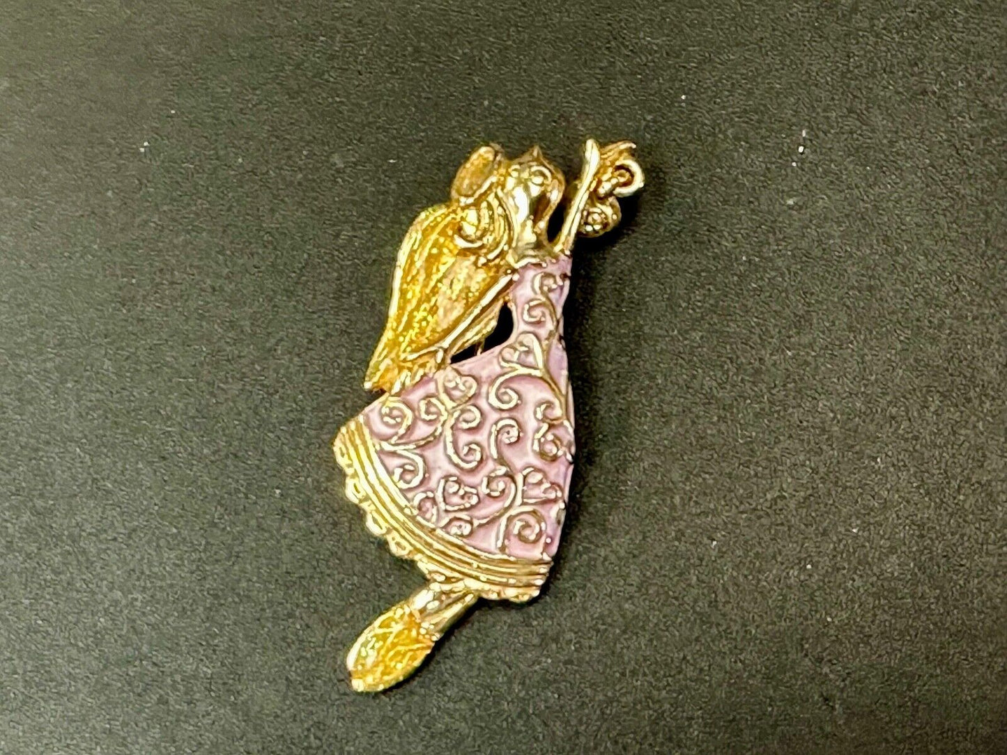 AAI vintage two tone rhinestone accented Holliday angel brooch pin
