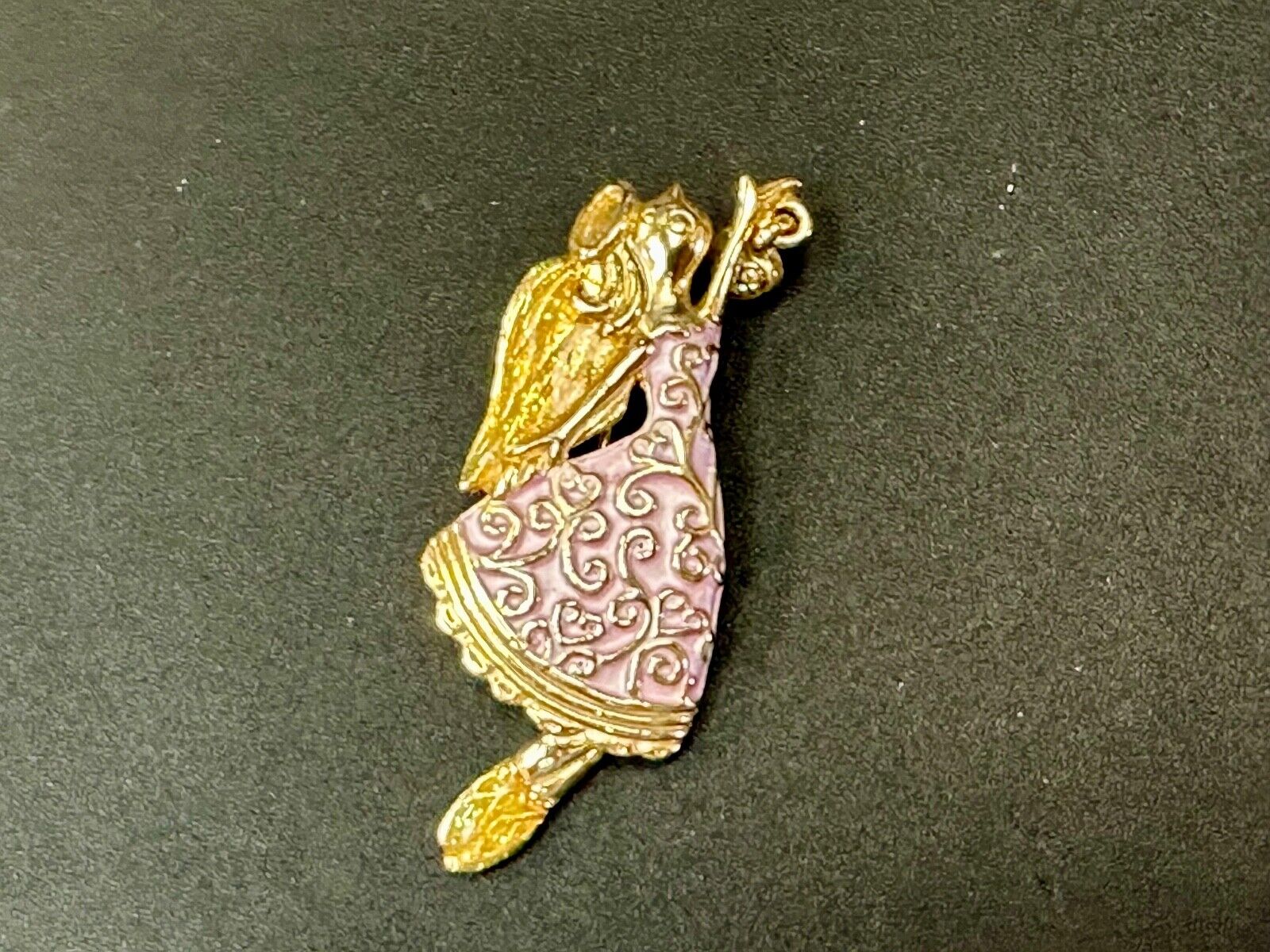 AAI vintage two tone rhinestone accented Holliday angel brooch pin