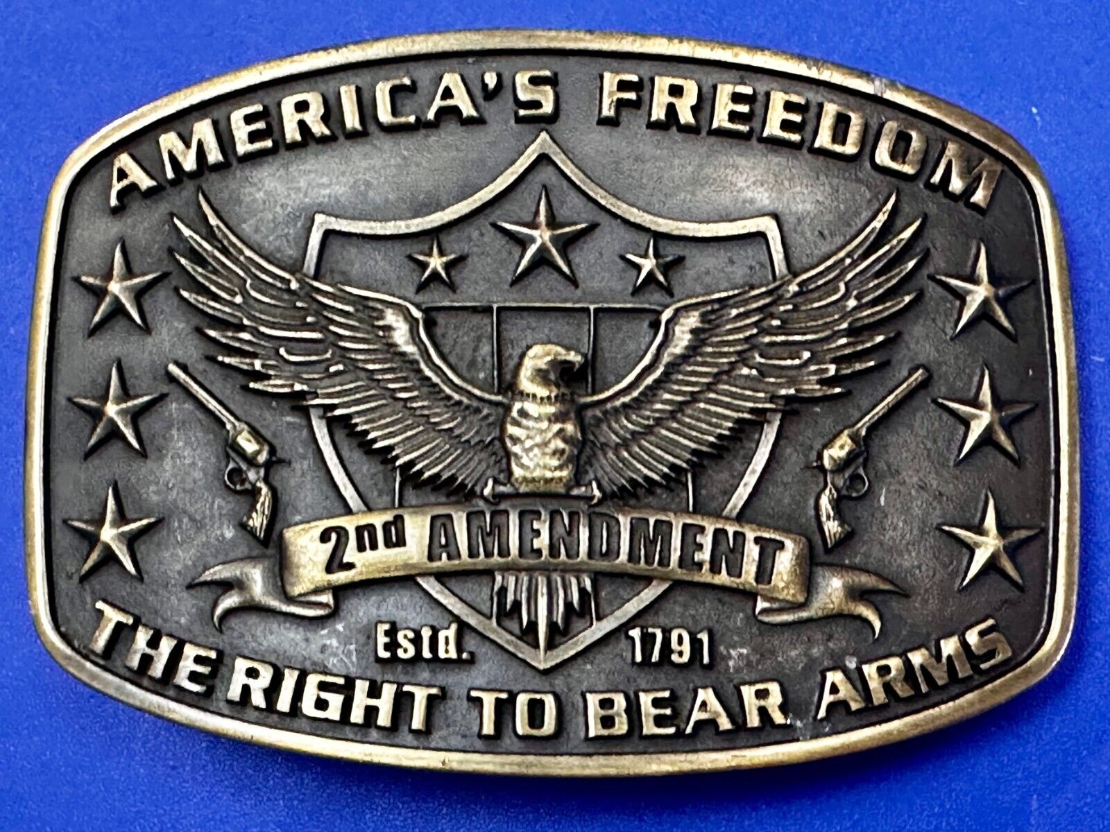 American's Freedom The Right To Bear Arms 2nd Montana Silversmiths Belt Buckle