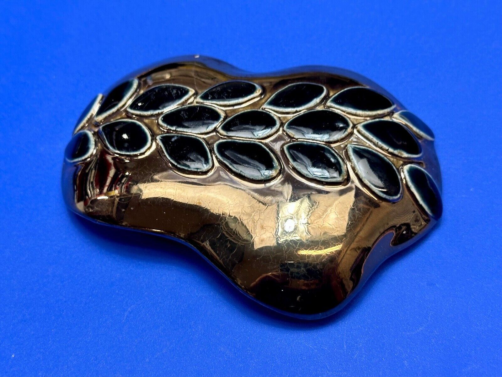 Artisan Belt Slide Buckle gold & black color Abstract pattern signed SKON
