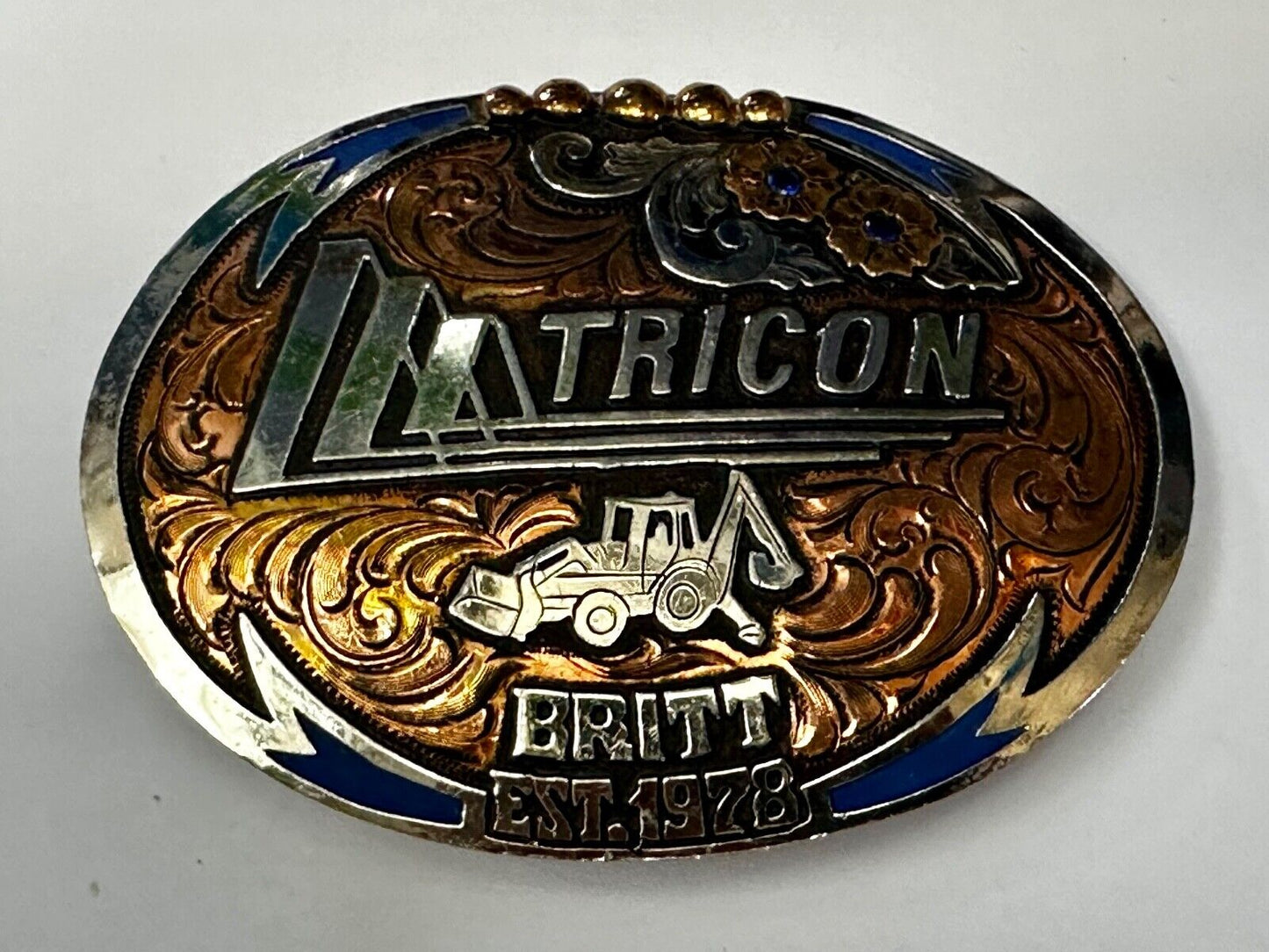 Tricon Bruitt Construction Equipment Trophy Award Belt Buckle by Red Bluff - war