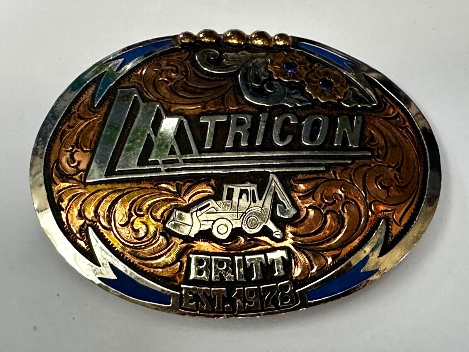 Tricon Bruitt Construction Equipment Trophy Award Belt Buckle by Red Bluff - war