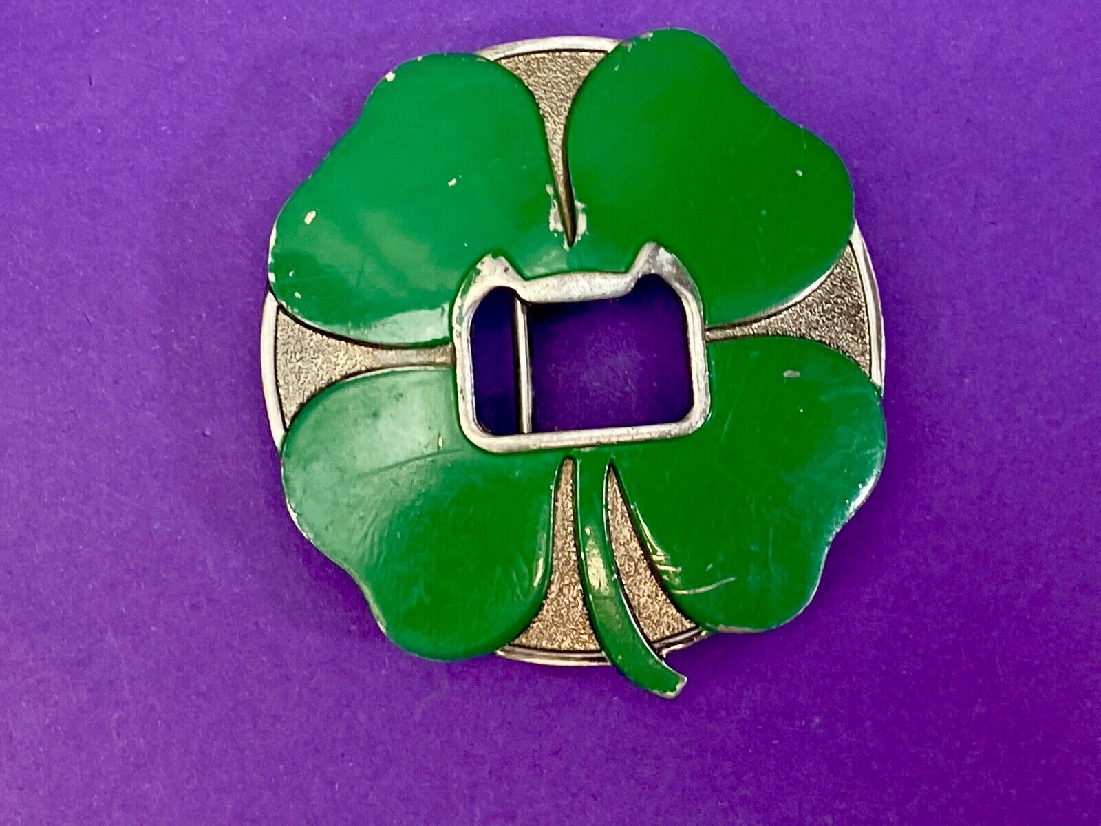 **FOUR LEAF CLOVER W/ BOTTLE OPENER** FUNNY BELT BUCKLE by KALAN