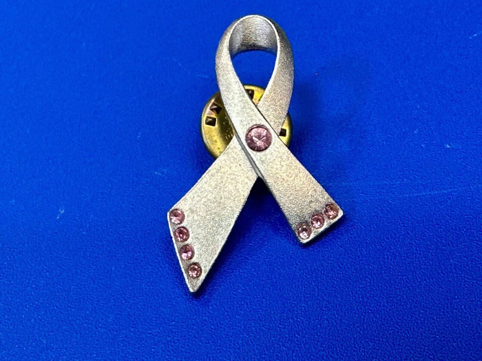 Avon signed cancer awareness vintage brooch pin with pink rhinestone