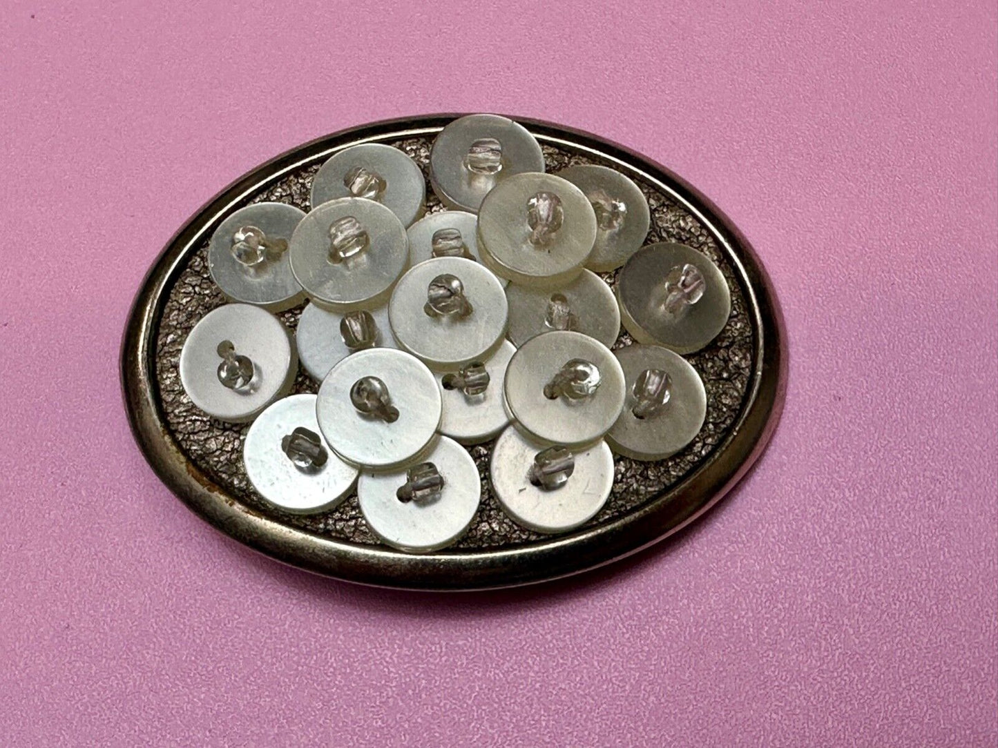 Artisan BUTTONS - seamstress silver tone oval belt buckle