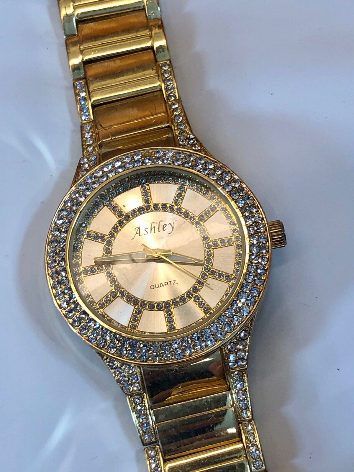 Ashley Ladies Watch, Missing A Few Rhinestones, But Fresh Battery, Working Well 