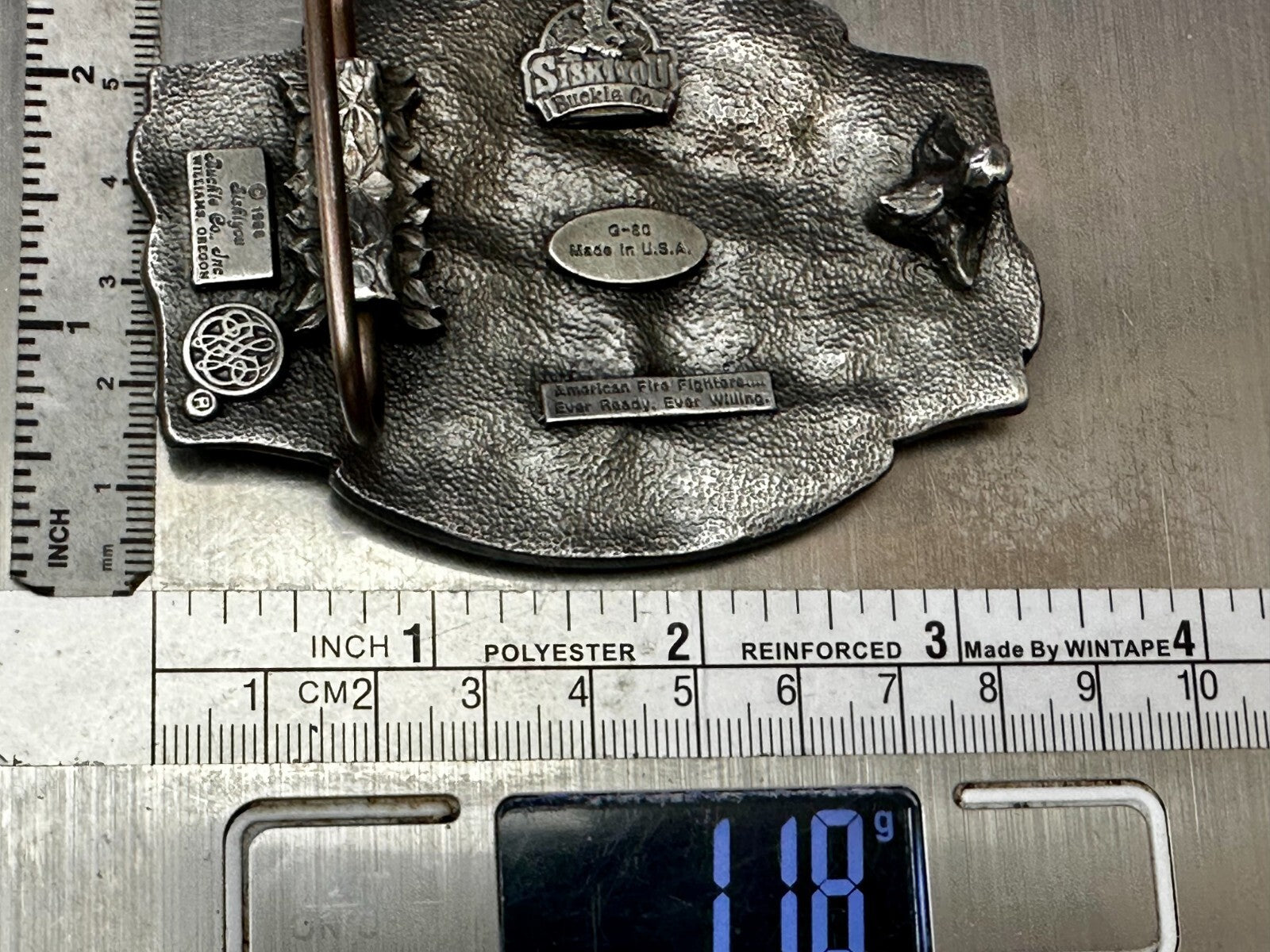 American Fire Fighters Ever Ready Ever Willing Vintage 1988 Siskiyou Belt Buckle