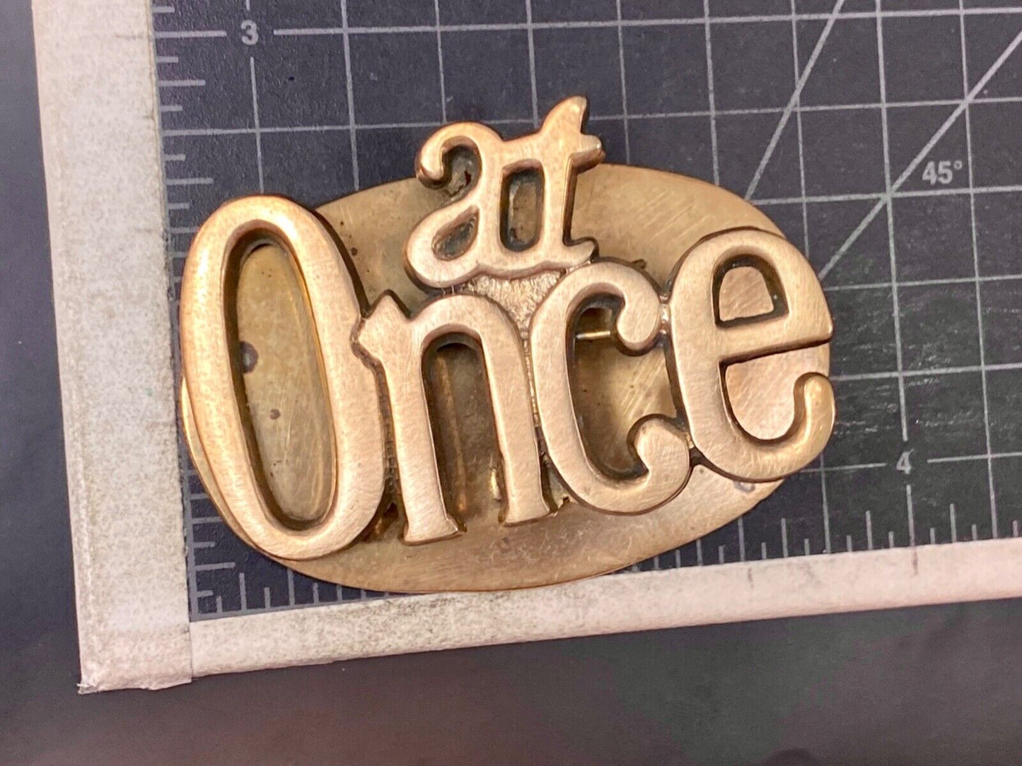 AT ONCE -  Desk Organizer Clip 3.5" x 2" LARGE Vintage Solid Brass paper holder