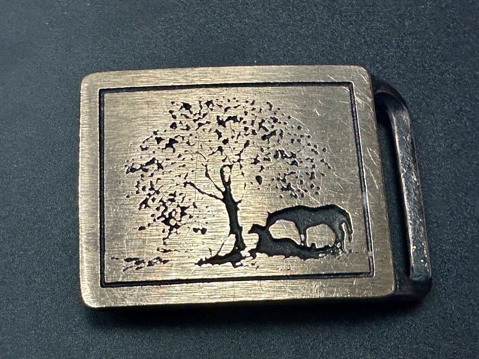 Two Horses - Vintage Tech Ether Guild ART belt buckle