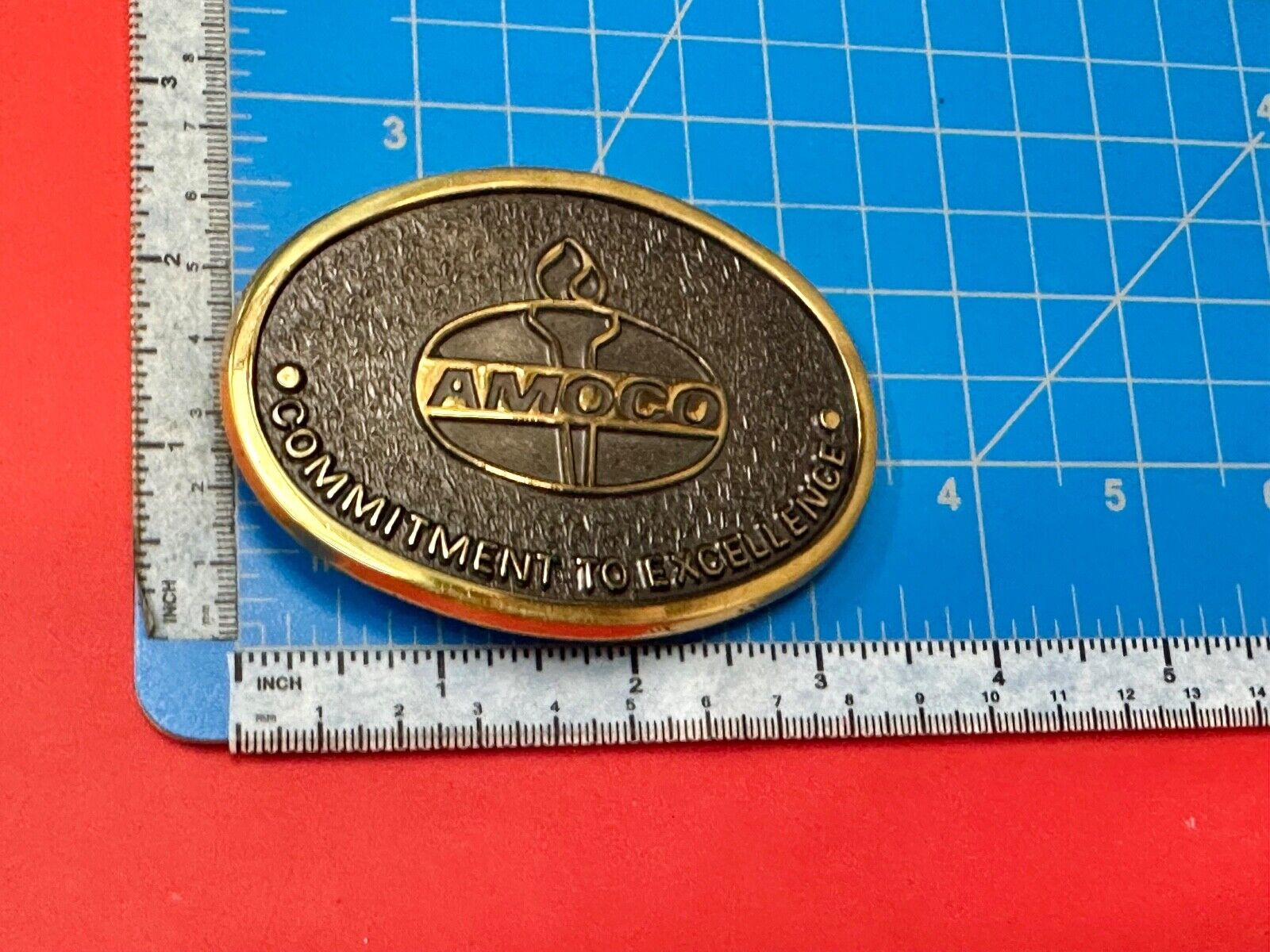 AMOCO Gas Fuel Oil - Committed to Excellence solid brass belt buckle by Jadco