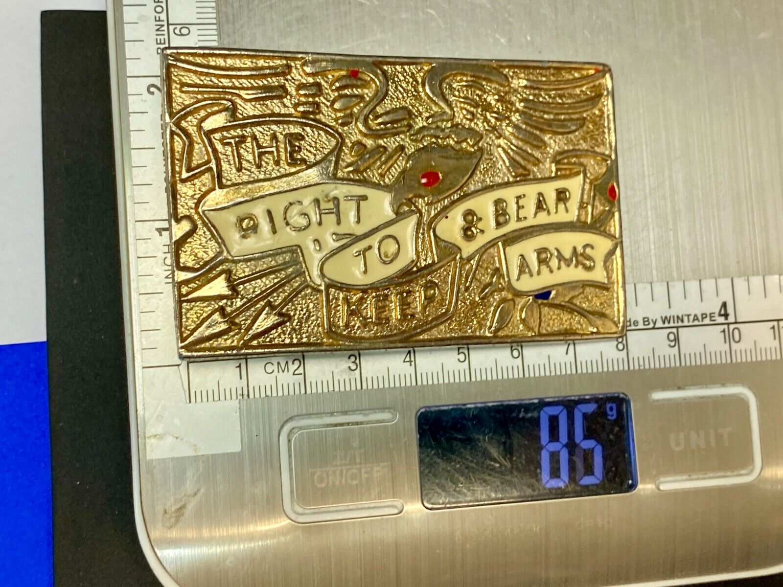 The Right To Keep And Bear Arms Gold Tone Second Amendment Belt Buckle