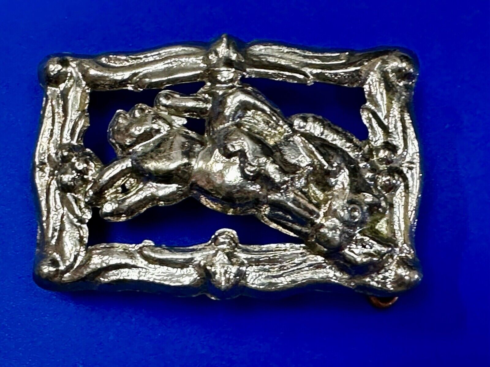 Unique silver tone Vintage Cowboy Saddle Bronc see through western belt buckle
