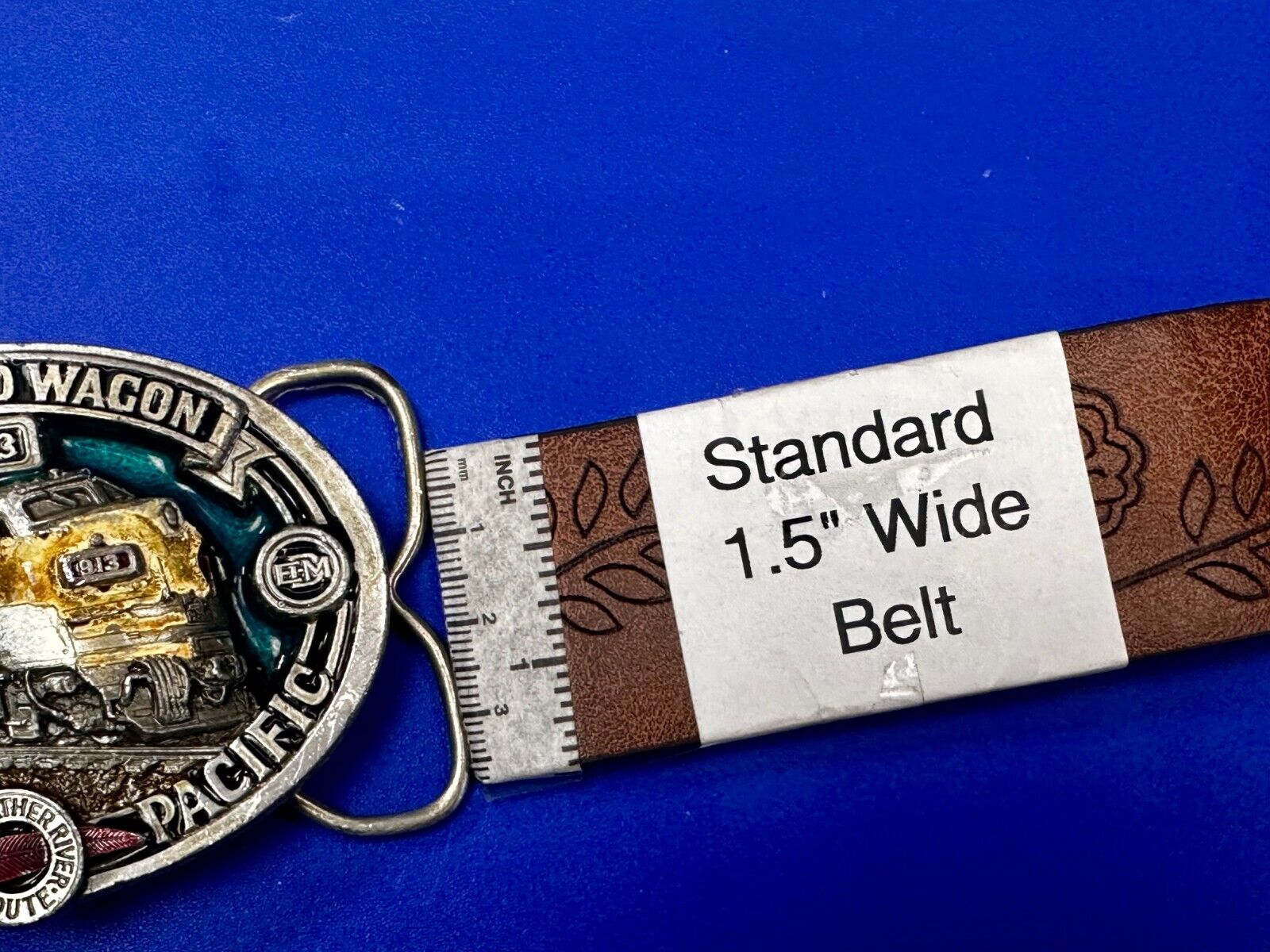 The Covered Wagon Western Pacific Train RR F7 913 EMD VTG 1986 Belt Buckle by CJ