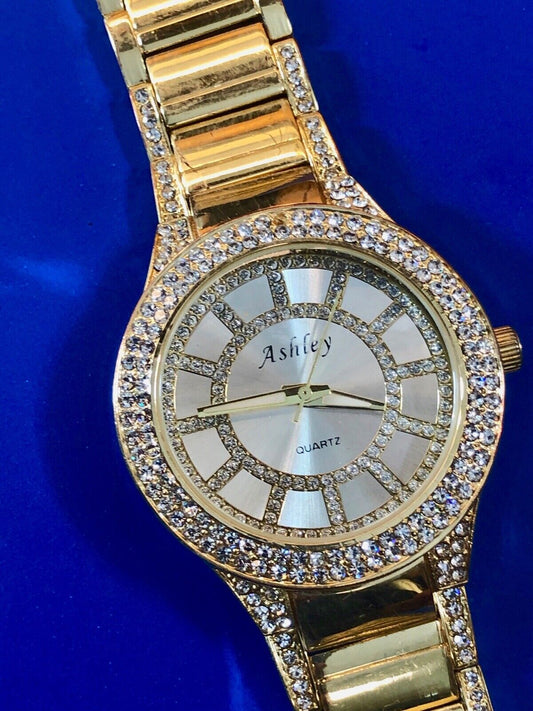 Ashley Ladies Watch, Missing A Few Rhinestones, But Fresh Battery, Working Well 